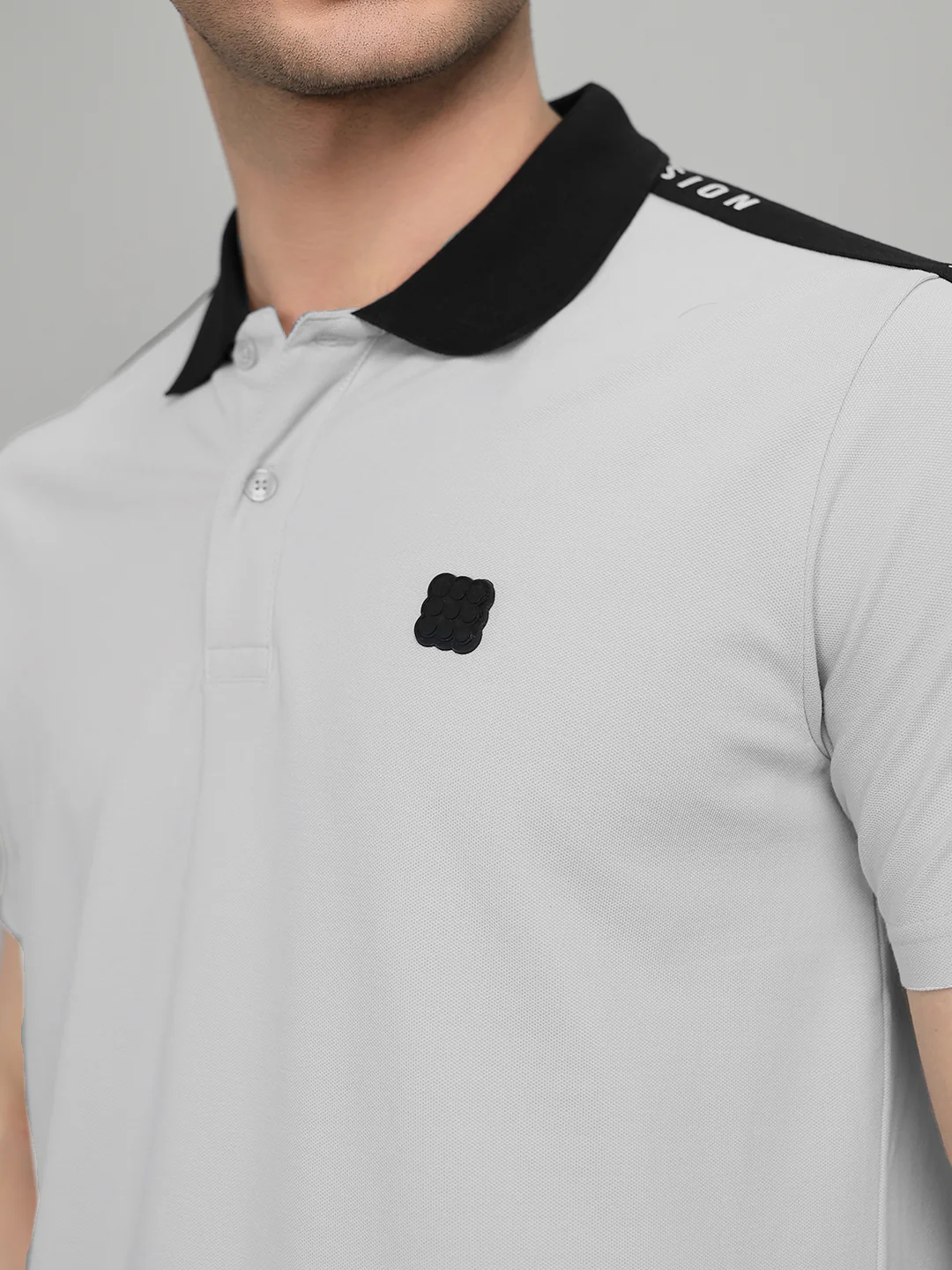 Rock.it Men Grey Solid Collar Half Sleeve T-Shirt - Image 5