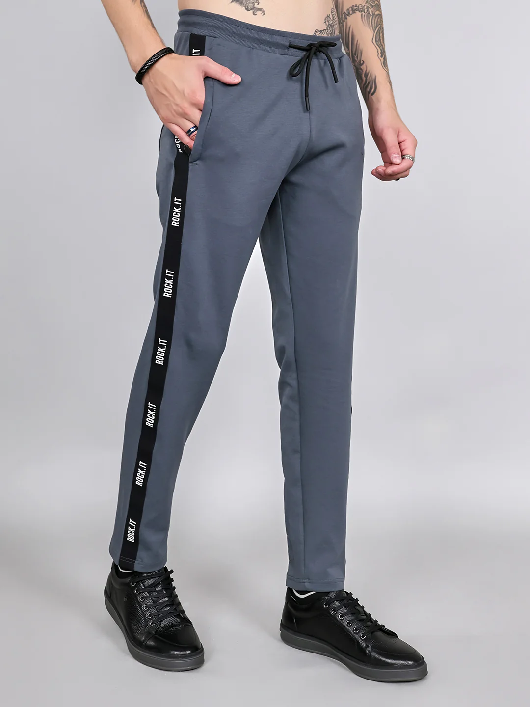 Rock.it Men Grey Solid Smart Fit Lower - Image 3