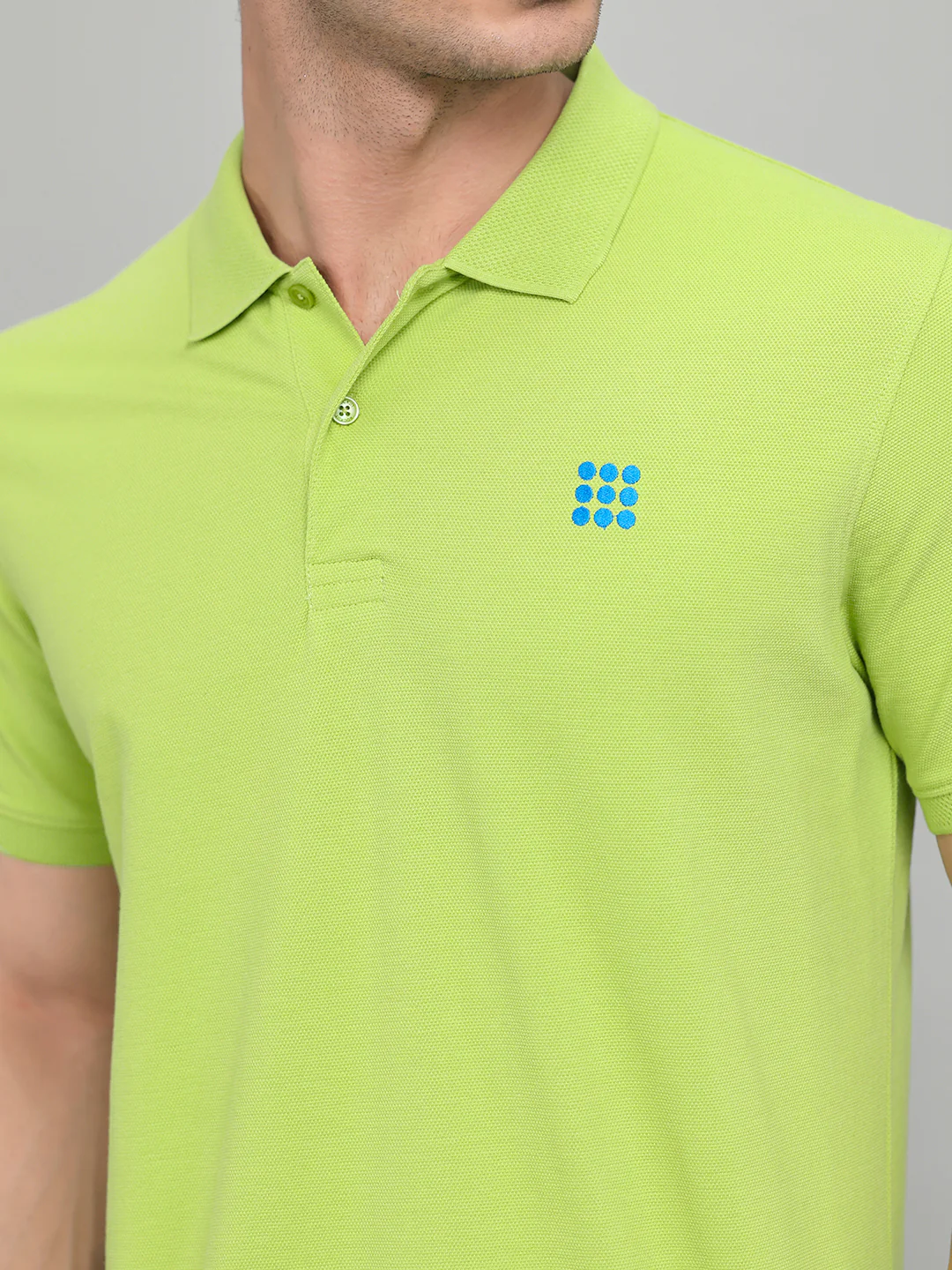 Rock.it Men Light Green Solid Collar Half Sleeve T-Shirt - Image 5