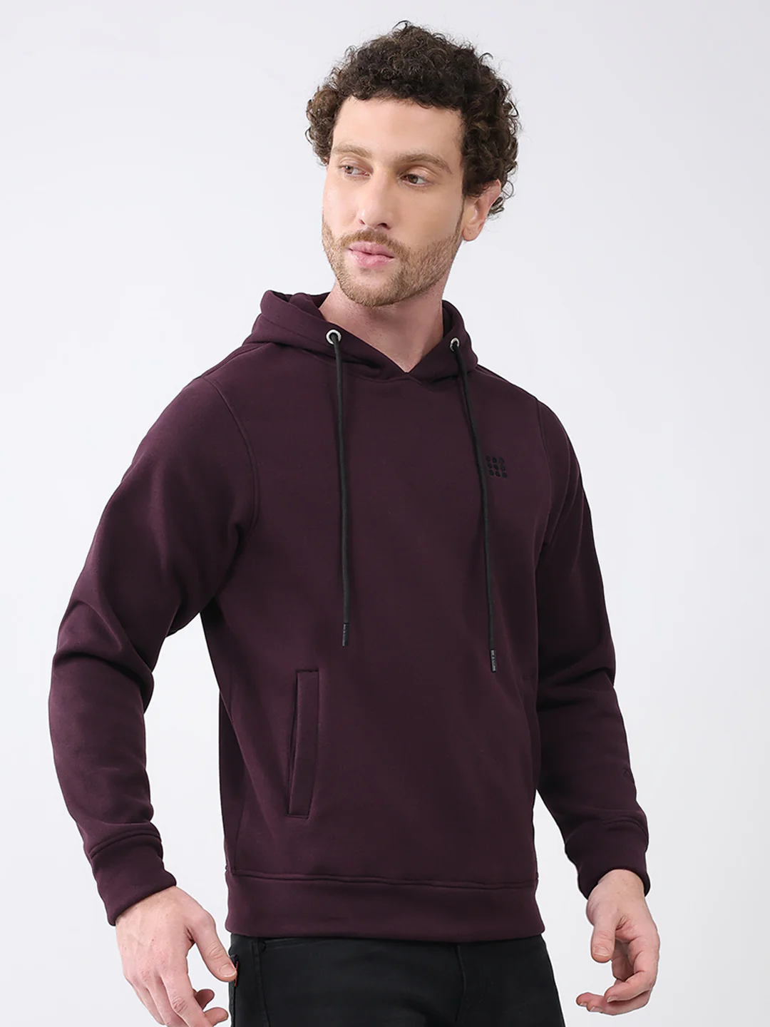Rock.it Men Maroon Solid Hooded Full Sleeve Sweatshirt - Image 4
