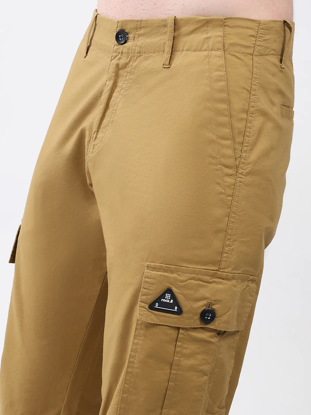 Rock.it Men Mustard Solid Straight Fit Cargo - Image 6