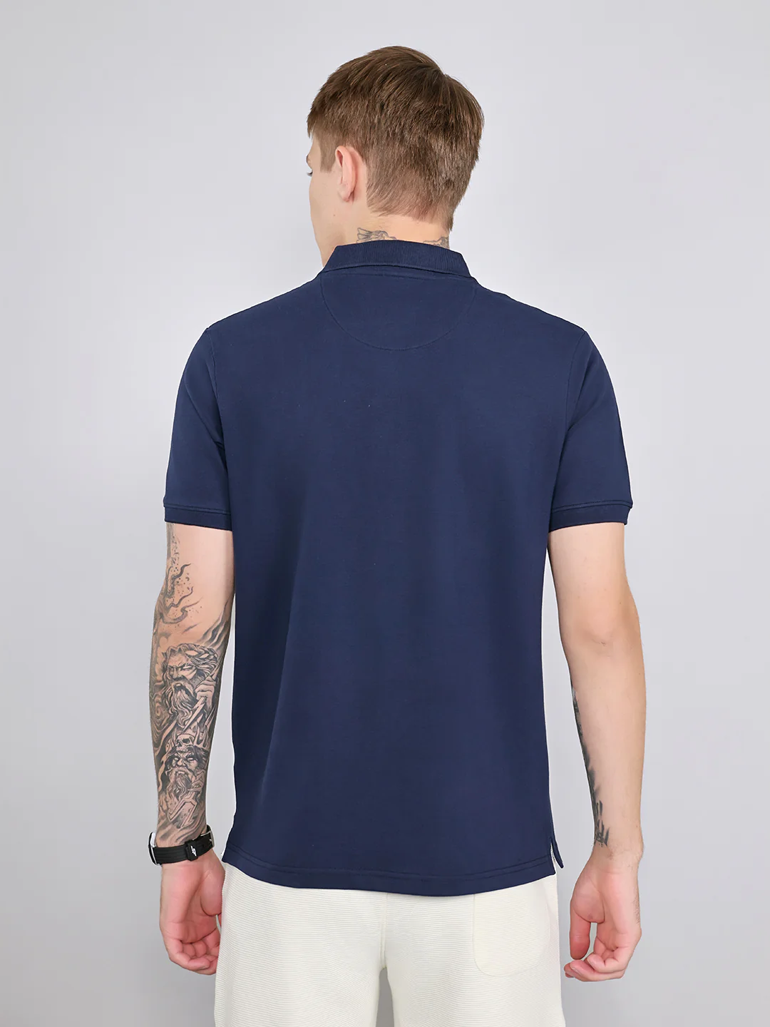 Rock.it Men Navy Blue Printed Collar Half Sleeve T-Shirt - Image 4