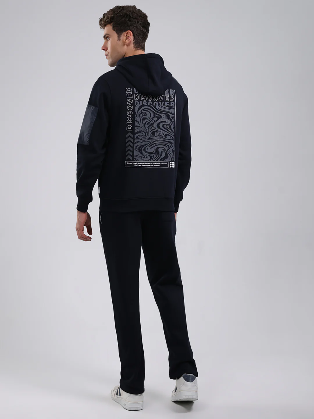 Rock.it Men Navy Blue Printed Round Neck Full Sleeve Winter Tracksuit - Image 5