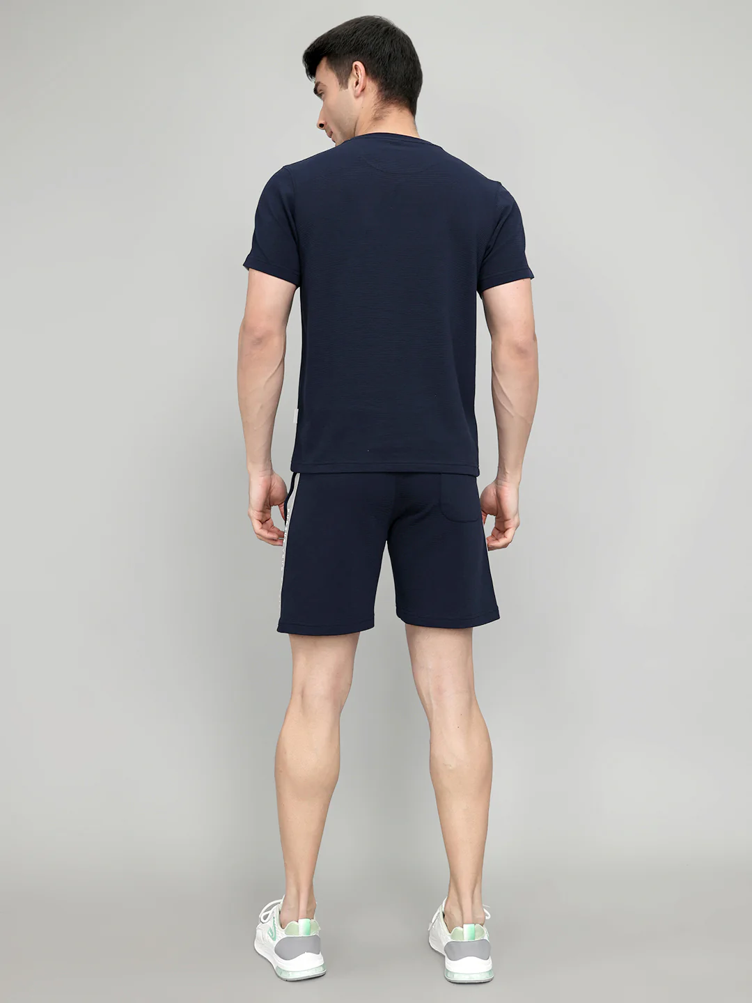 Rock.it Men Navy Blue Self Design Round Neck Half Sleeve Cords Set - Image 4