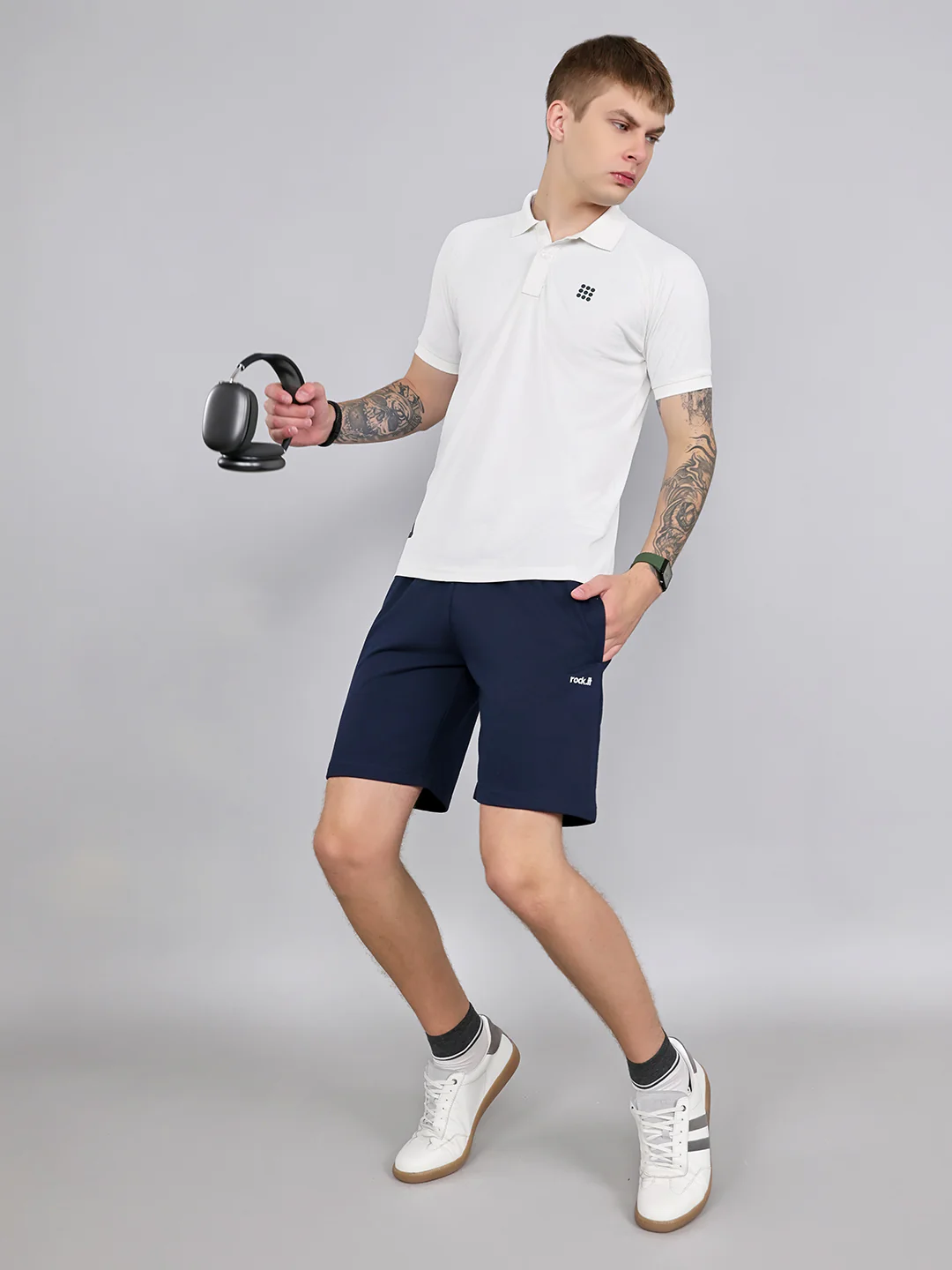 Rock.it Men Navy Blue Solid Regular Fit Shorts - Image 6