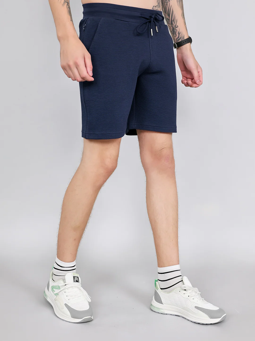 Rock.it Men Navy Blue Solid Regular Fit Shorts - Image 3