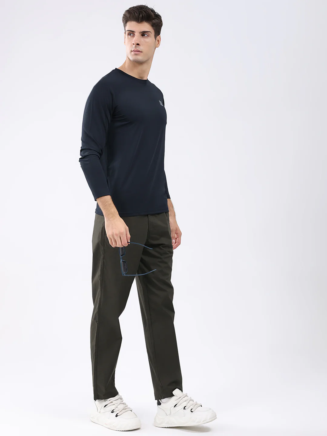 Rock.it Men Navy Blue Solid Round Neck Full Sleeve Winter T-Shirt - Image 2