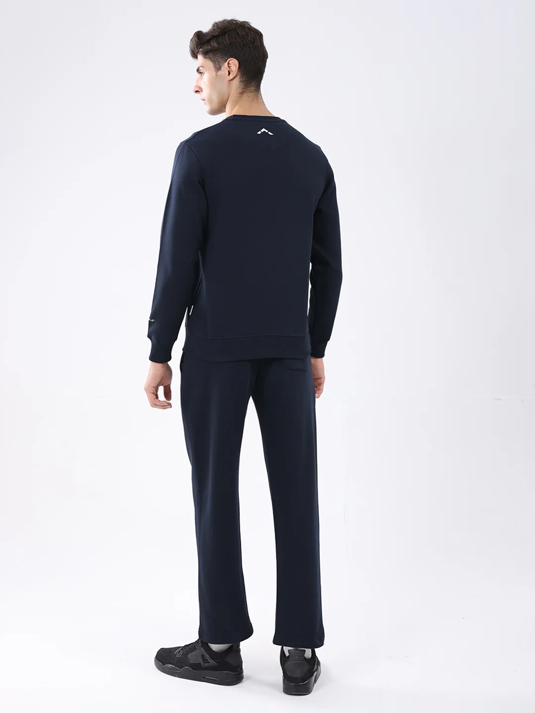 Rock.it Men Navy Blue Solid Round Neck Full Sleeve Winter Tracksuit - Image 5