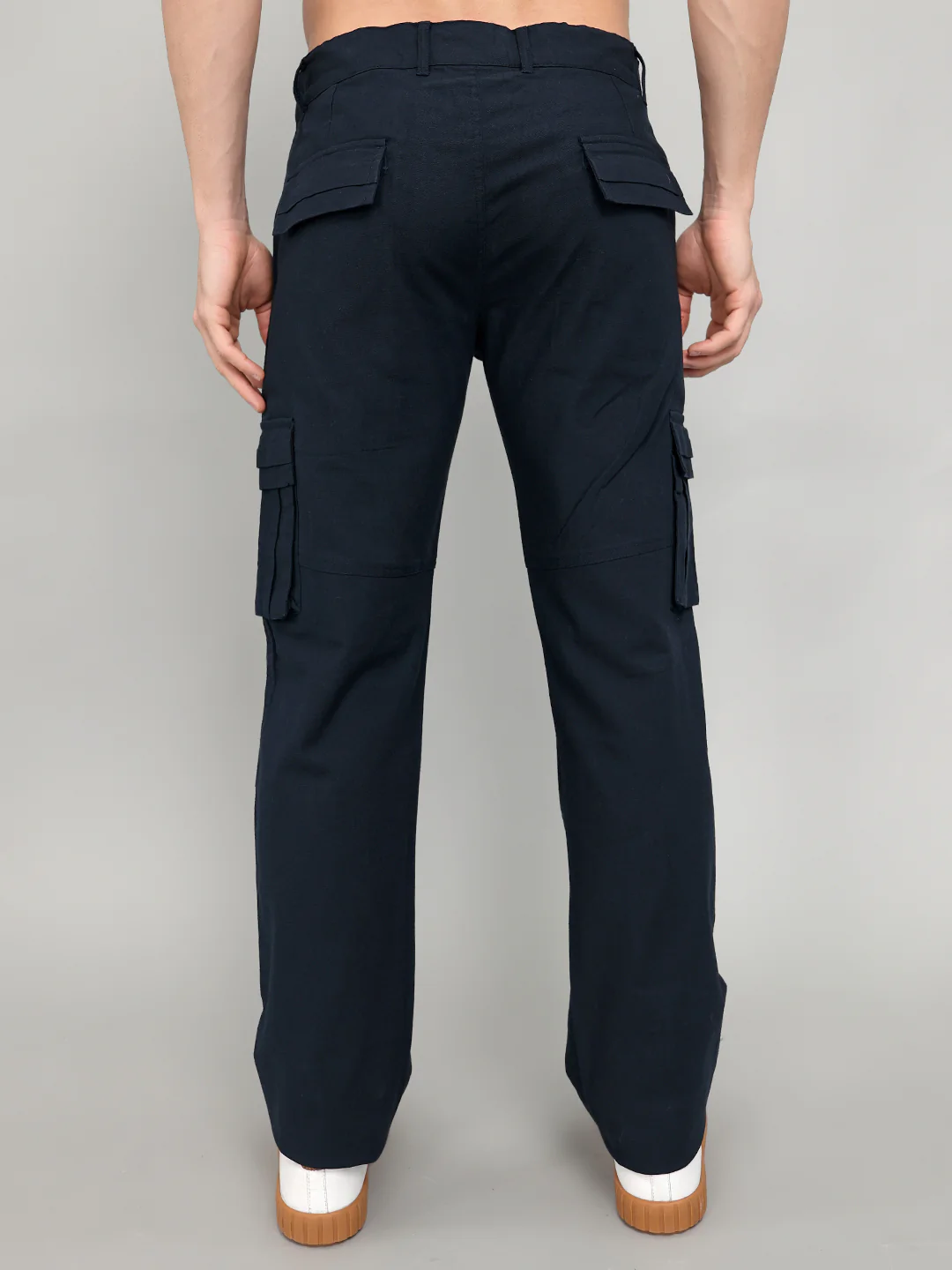 Rock.it Men Navy Blue Solid Slim Fit Cargo - Image 5