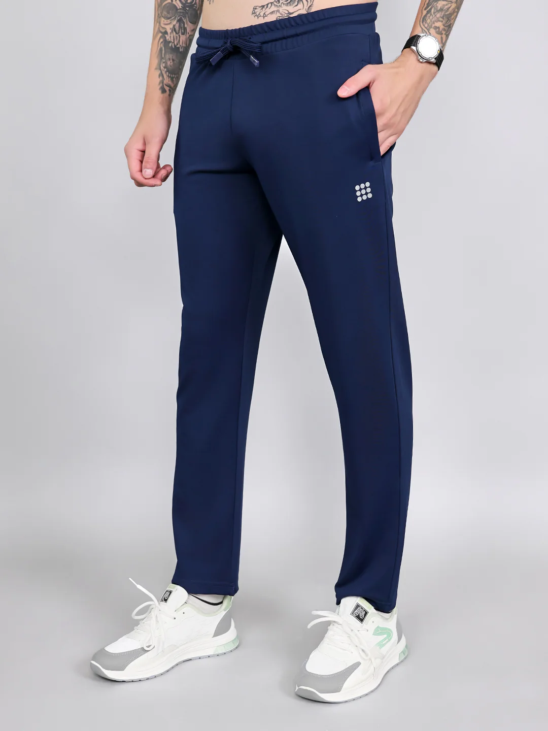 Rock.it Men Navy Blue Solid Smart Fit Lower - Image 2