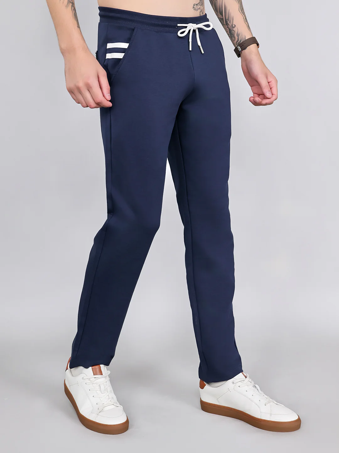 Rock.it Men Navy Blue Solid Smart Fit Lower - Image 3