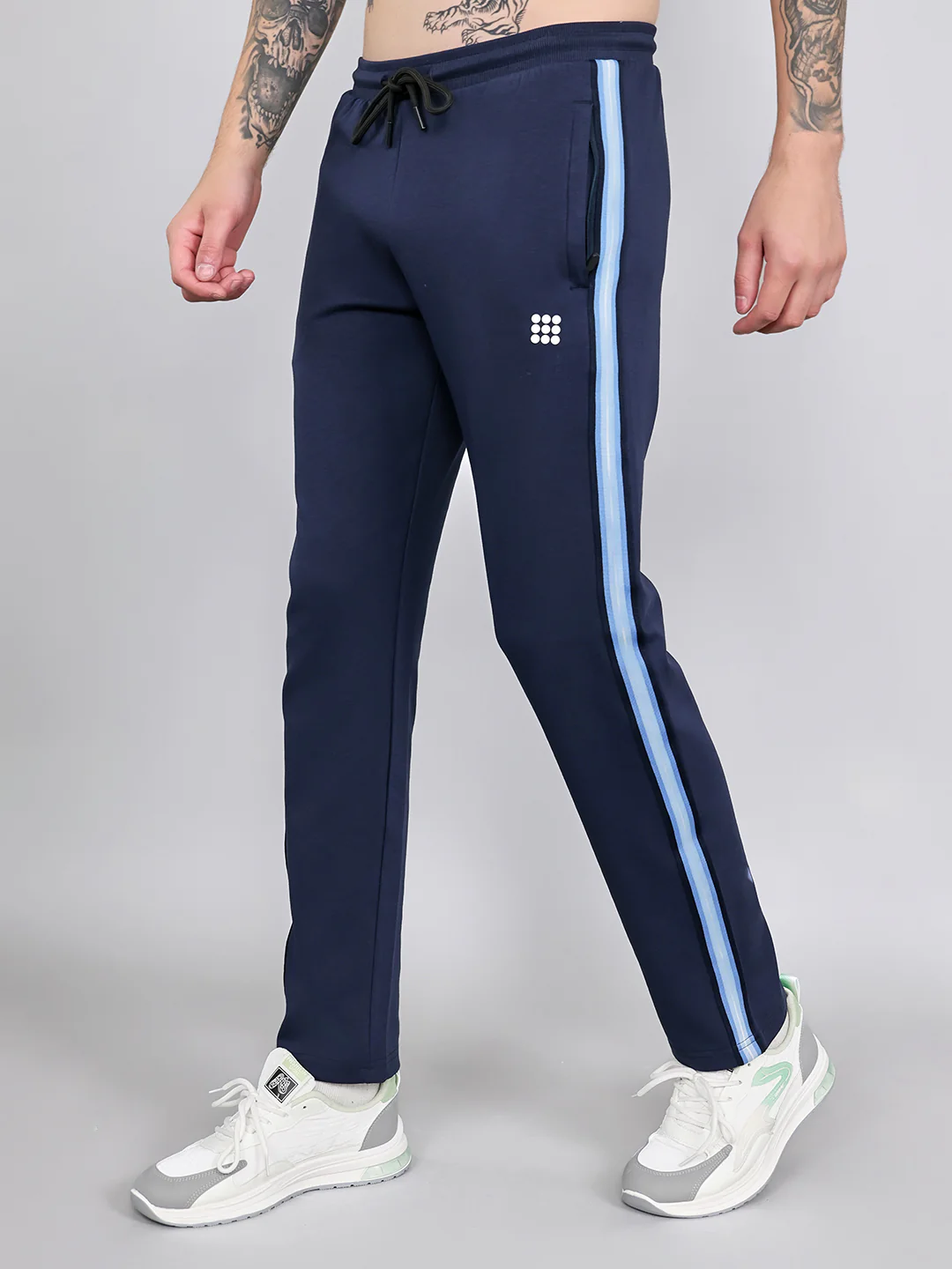 Rock.it Men Navy Blue Solid Smart Fit Lower - Image 2