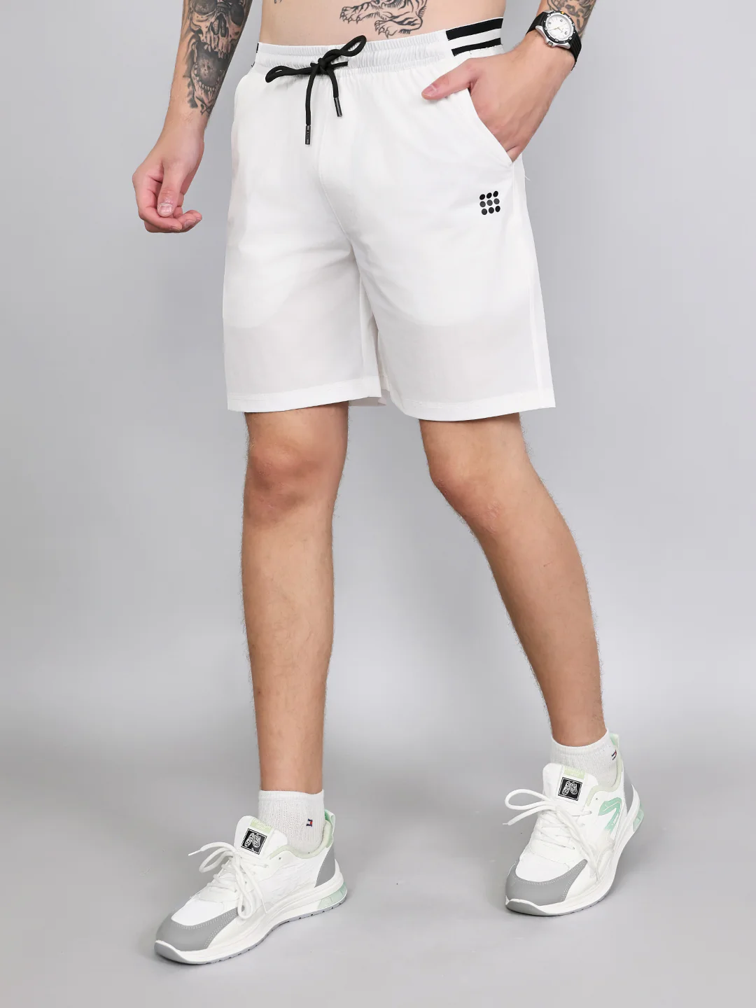 Rock.it Men Off White Solid Regular Fit Shorts - Image 2