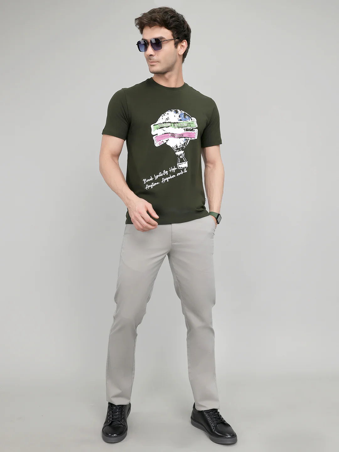 Rock.it Men Olive Printed Round Neck Half Sleeve T-Shirt - Image 6