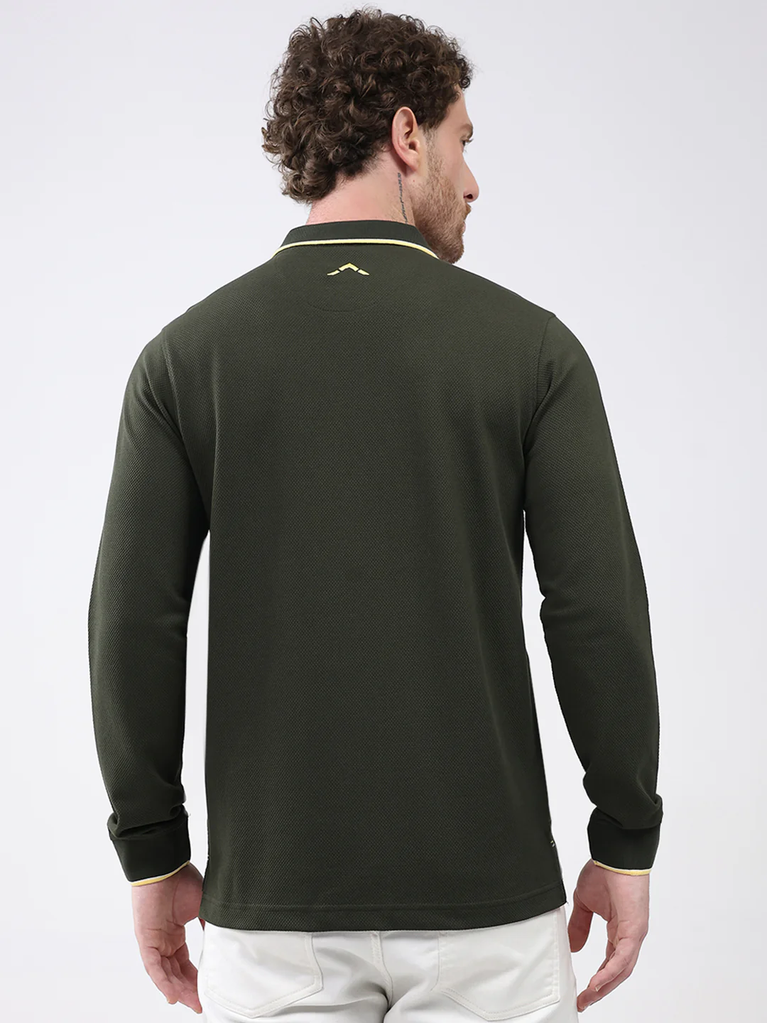 Rock.it Men Olive Solid Collar Full Sleeve Winter T-Shirt - Image 5