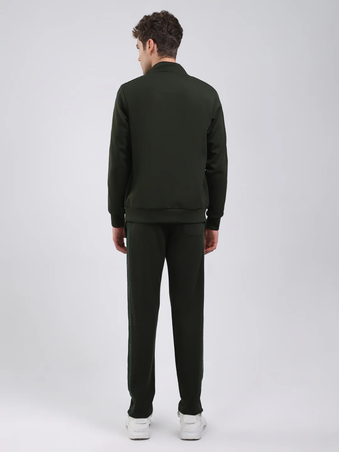 Rock.it Men Olive Solid Round Neck Full Sleeve Winter Tracksuit - Image 5