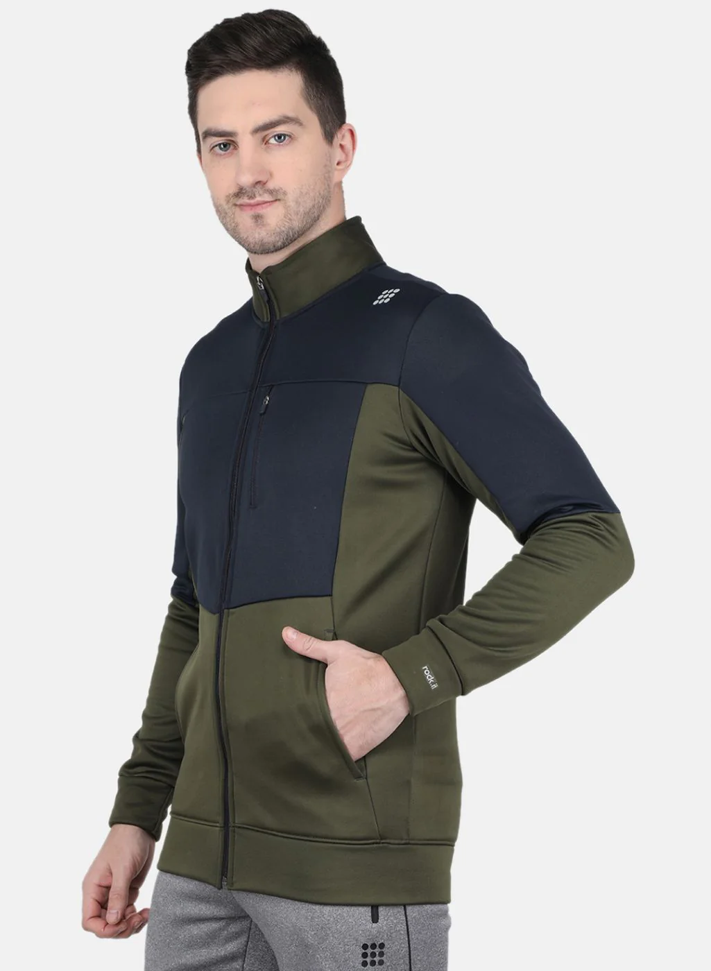 Rock.it Men Olive Solid Sweatshirt - Image 2