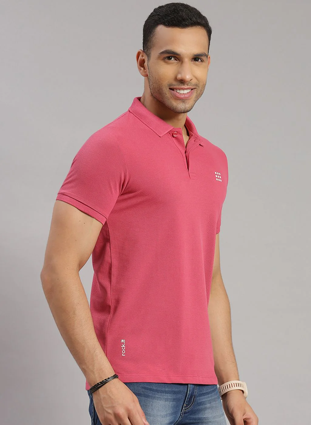 Rock.it Men Pink Solid T-Shirt - Image 4