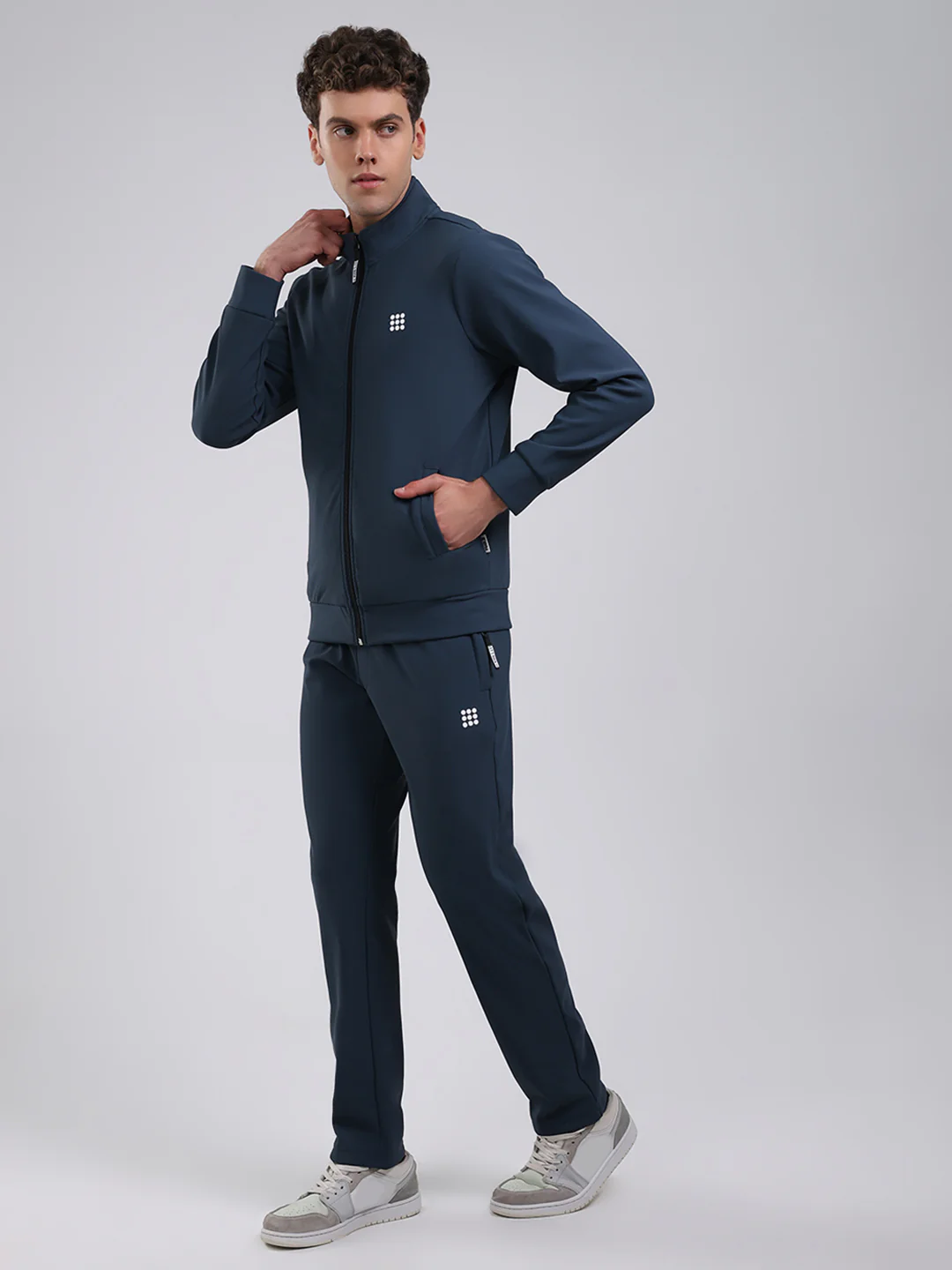 Rock.it Men Teal Blue Solid Round Neck Full Sleeve Winter Tracksuit - Image 3