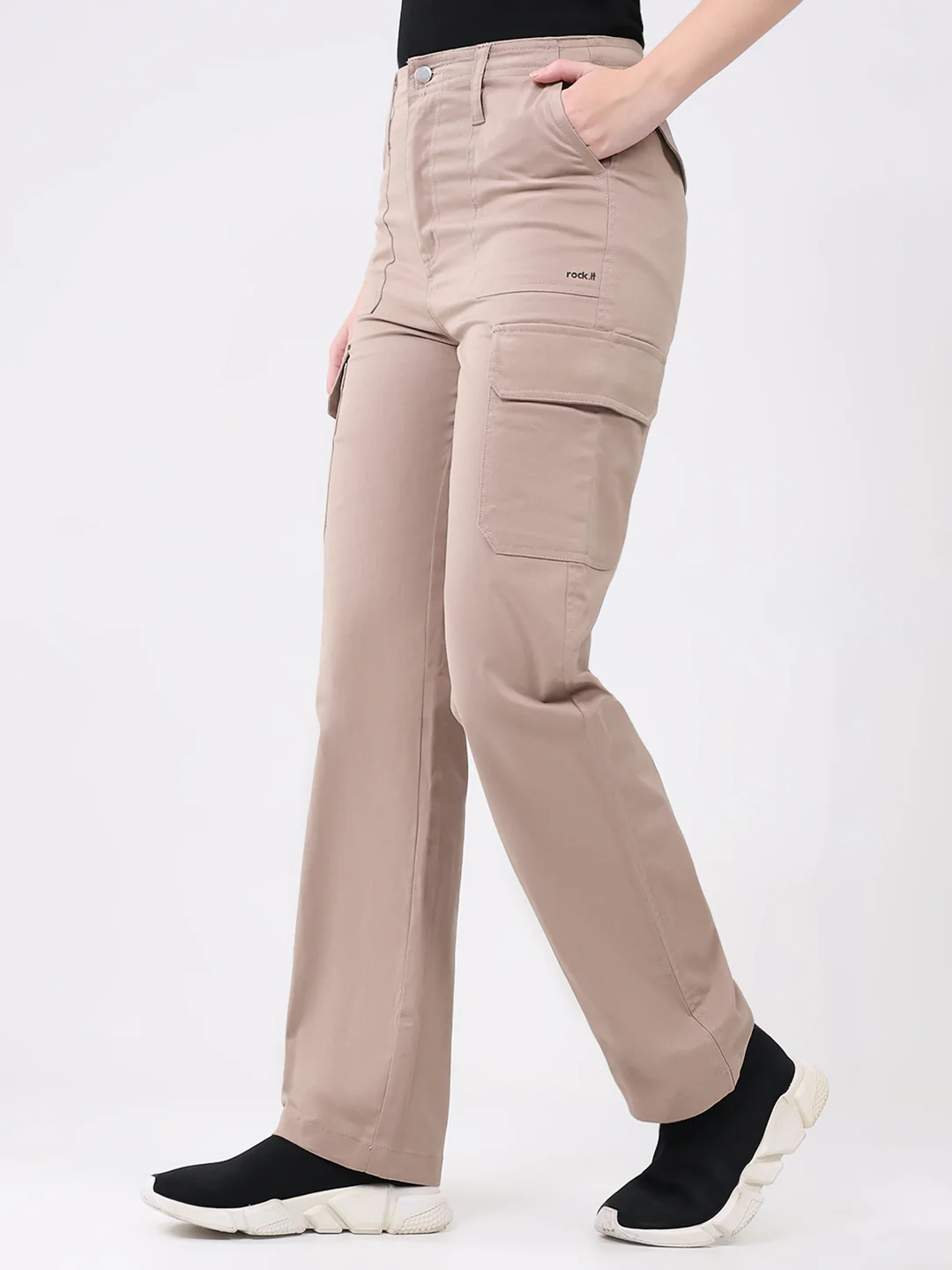 Rock.it Women Pink Solid Straight Fit Cargo - Image 3