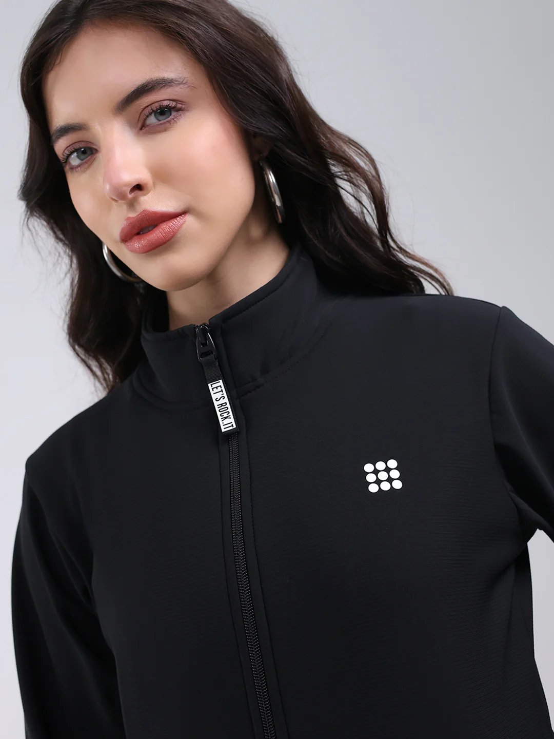 Rock.it Women Black Solid Collar Full Sleeve Winter Tracksuit - Image 7