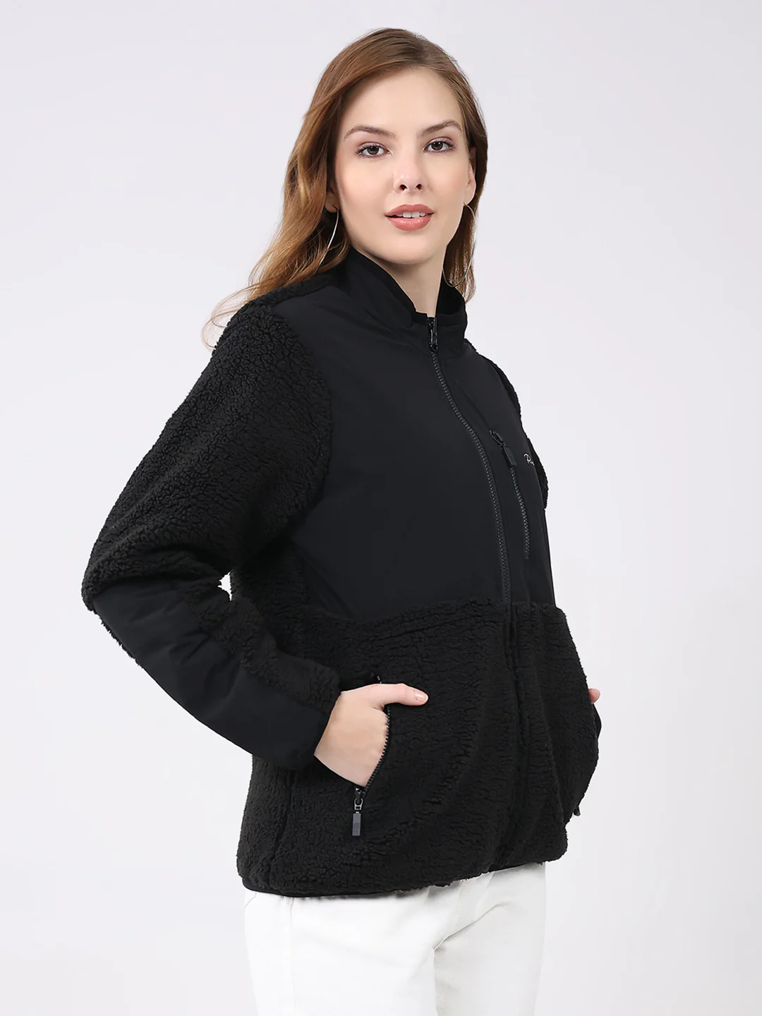 Rock.it Women Black Solid Mock Neck Full Sleeve Reversible Jacket - Image 4