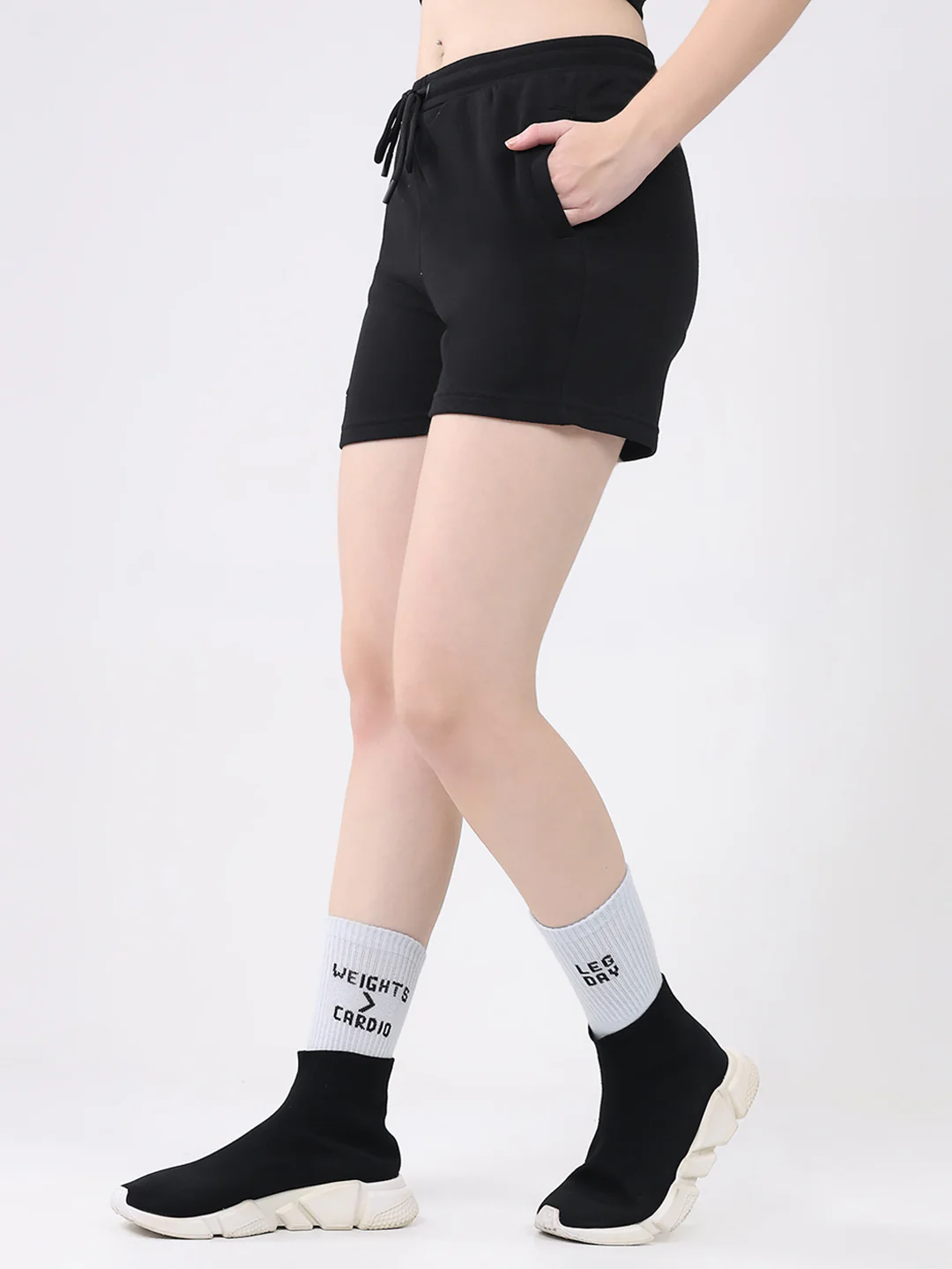 Rock.it Women Black Solid Regular Fit Shorts - Image 3