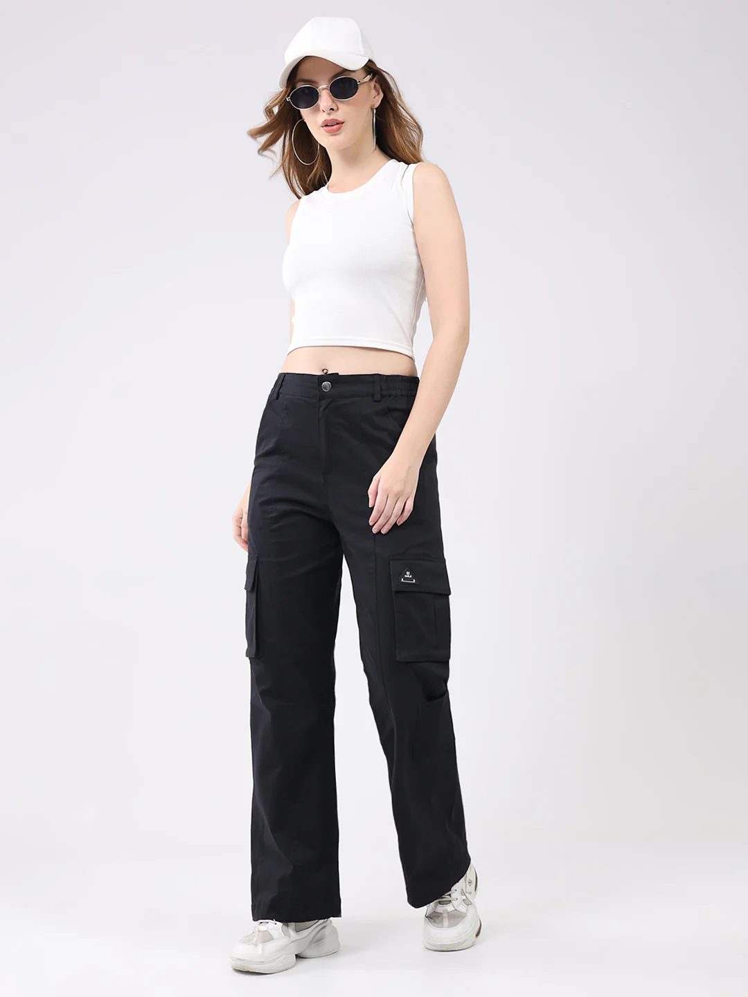 Rock.it Women Black Solid Straight Fit Cargo - Image 2