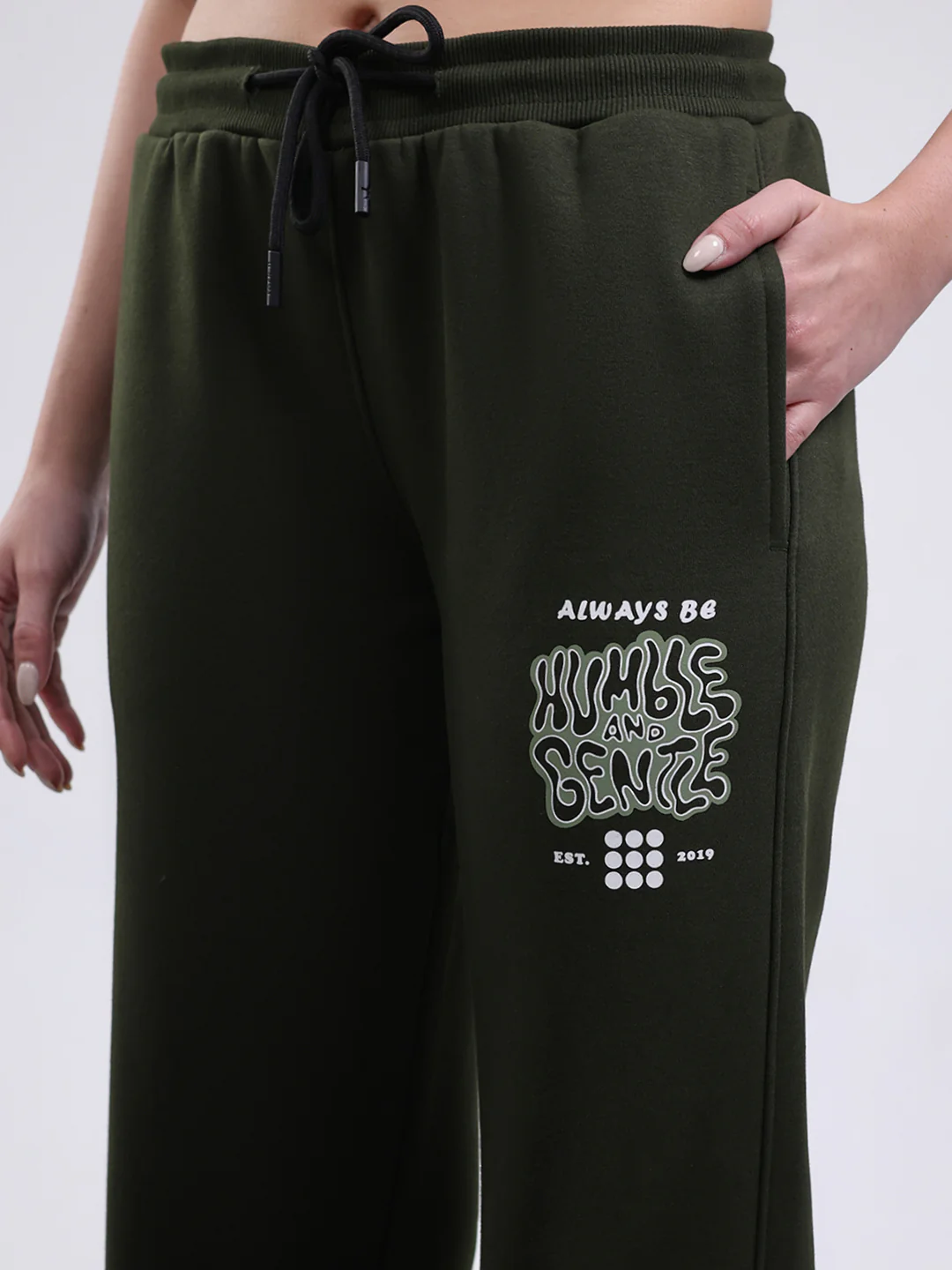 Rock.it Women Dark Green Printed Round Neck Full Sleeve Winter Tracksuit - Image 8
