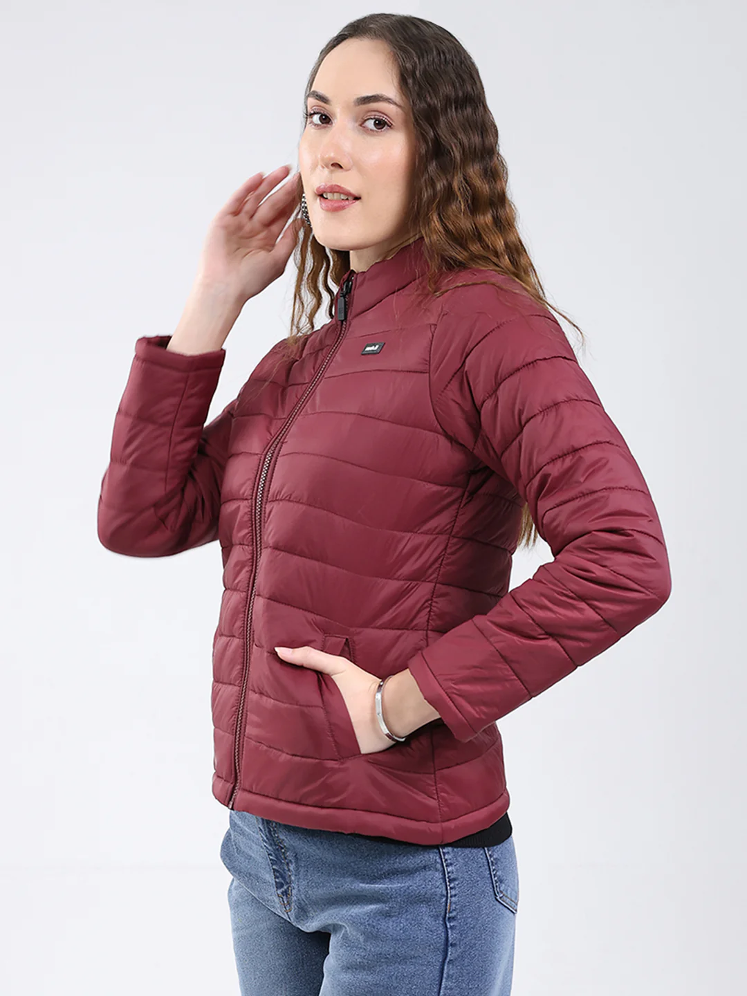 Rock.it Women Maroon Solid Collar Full Sleeve Jacket - Image 3