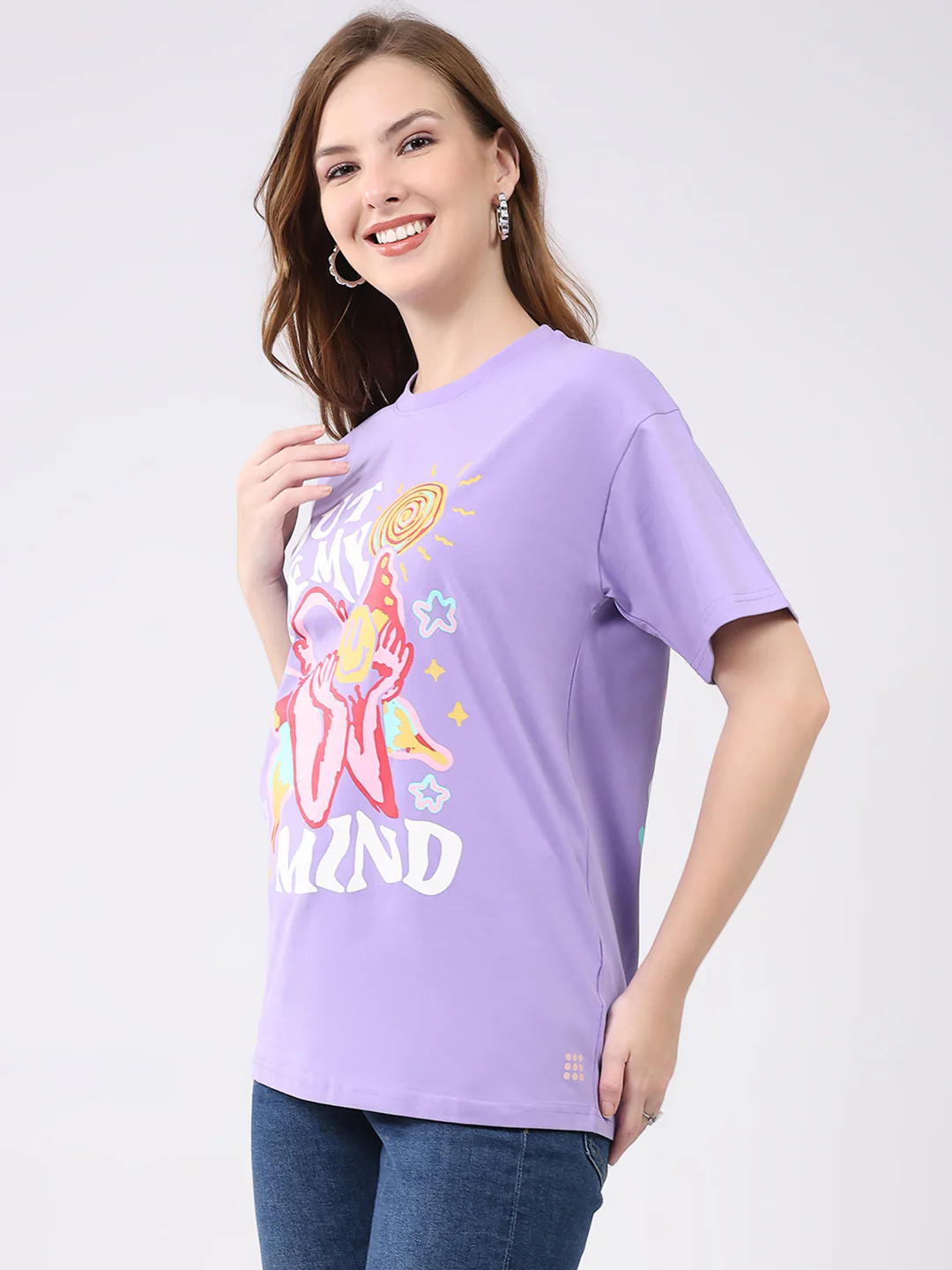 Rock.it Women Purple Printed Round Neck Half Sleeve Top - Image 3