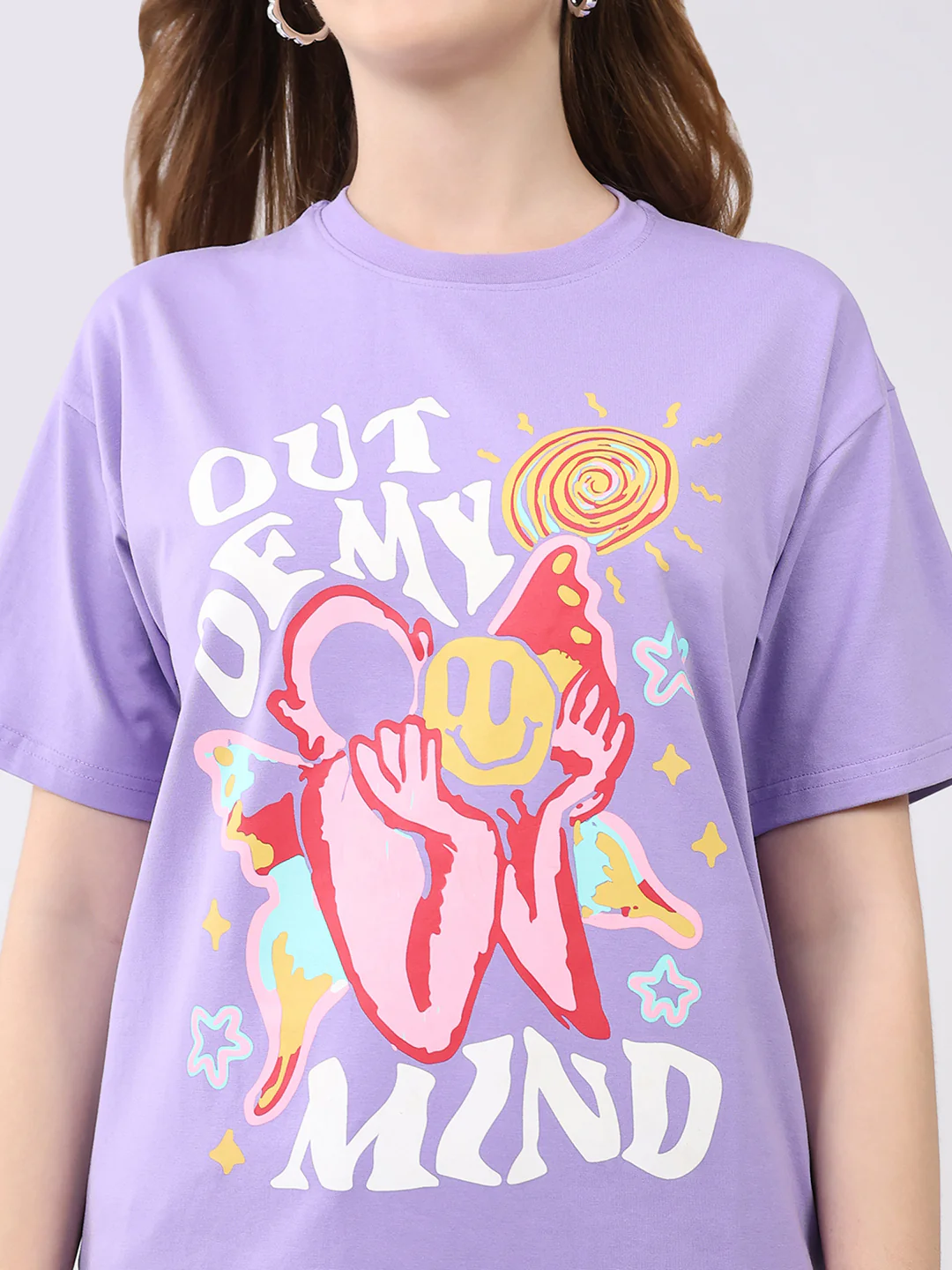 Rock.it Women Purple Printed Round Neck Half Sleeve Top - Image 6