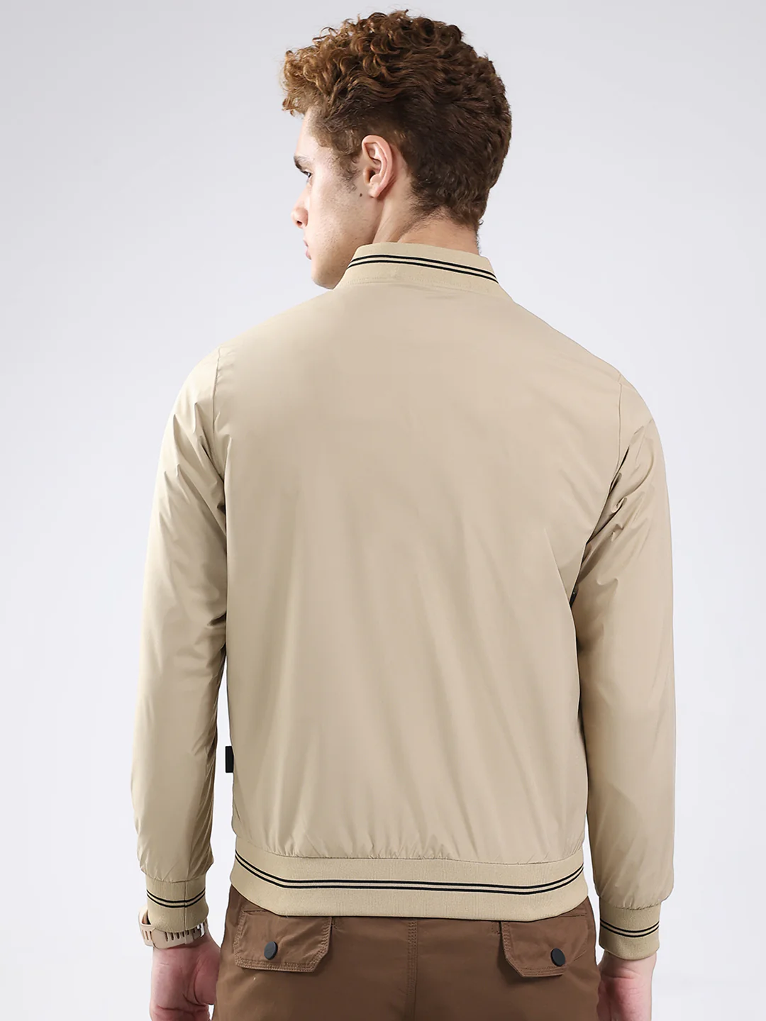 Rock.it Men Beige Solid Band Neck Full Sleeve Jacket - Image 5