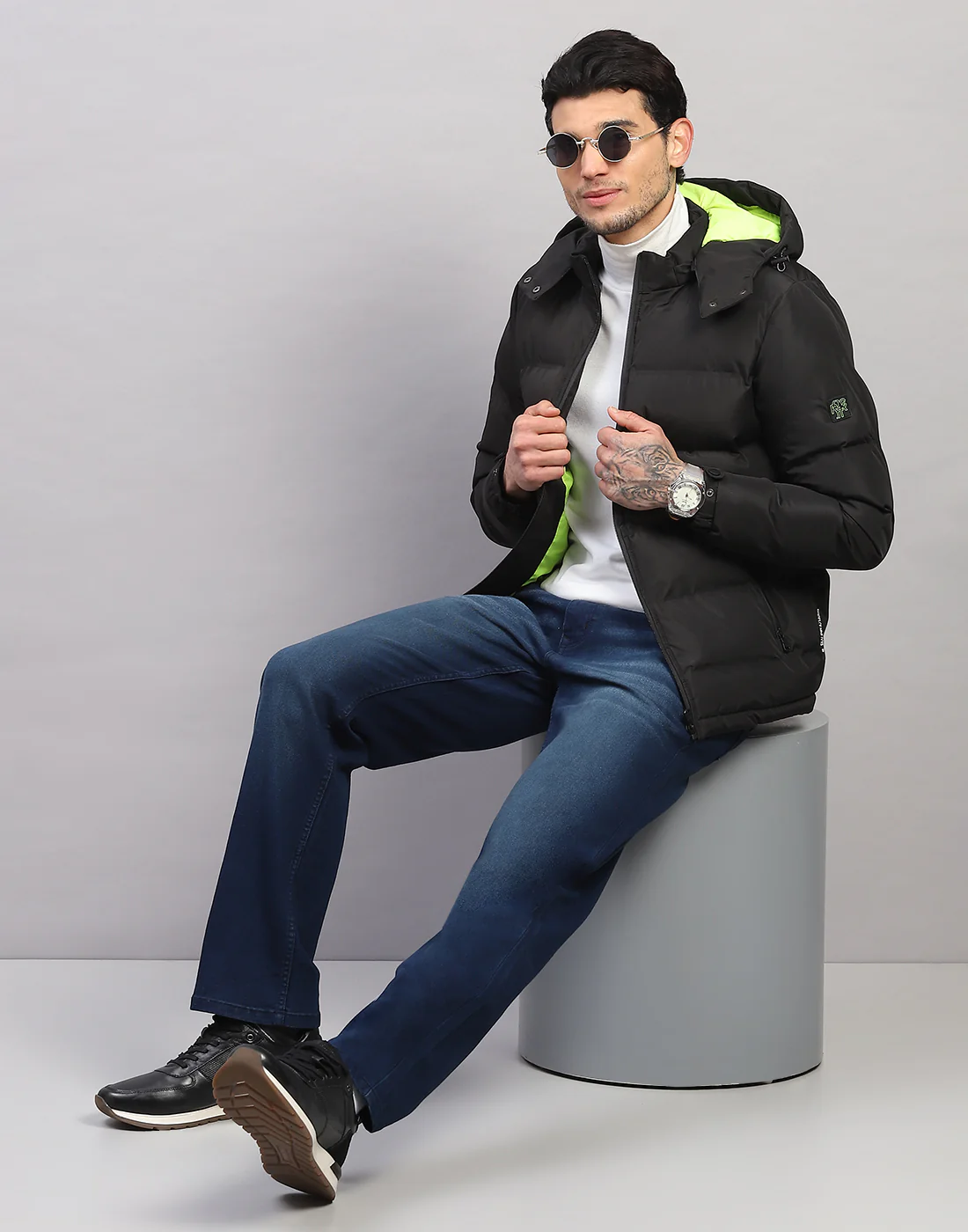 Rock.it Men Black Self Design Collar Full Sleeve Jacket - Image 5