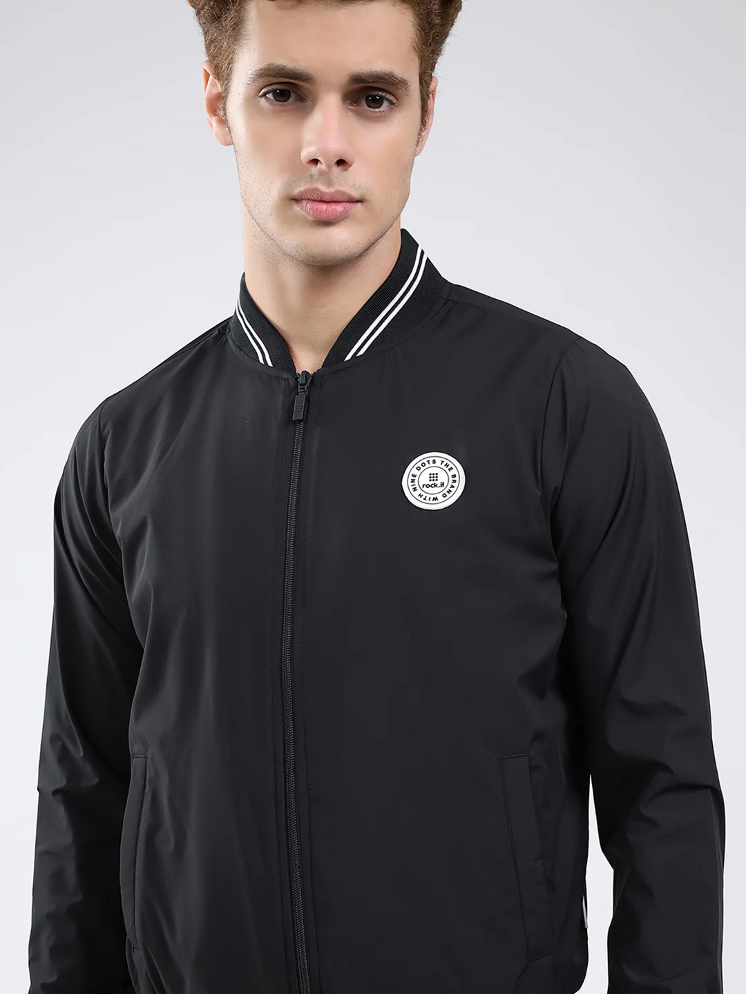 Rock.it Men Black Solid Band Neck Full Sleeve Jacket - Image 6