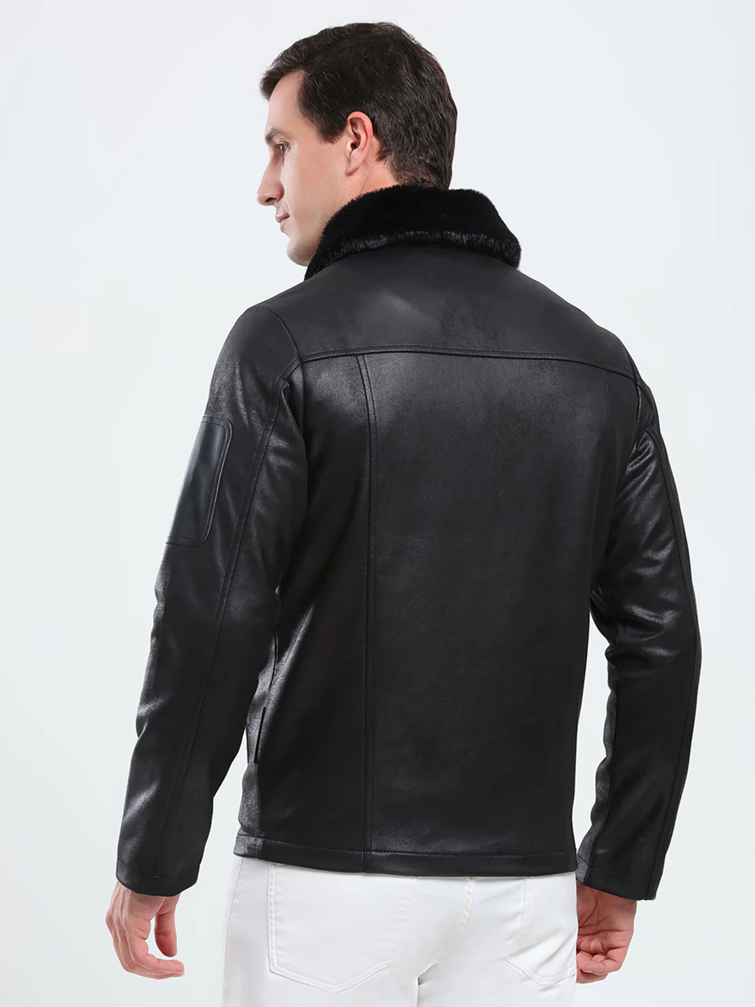 Rock.it Men Black Solid Collar Full Sleeve Jacket - Image 5