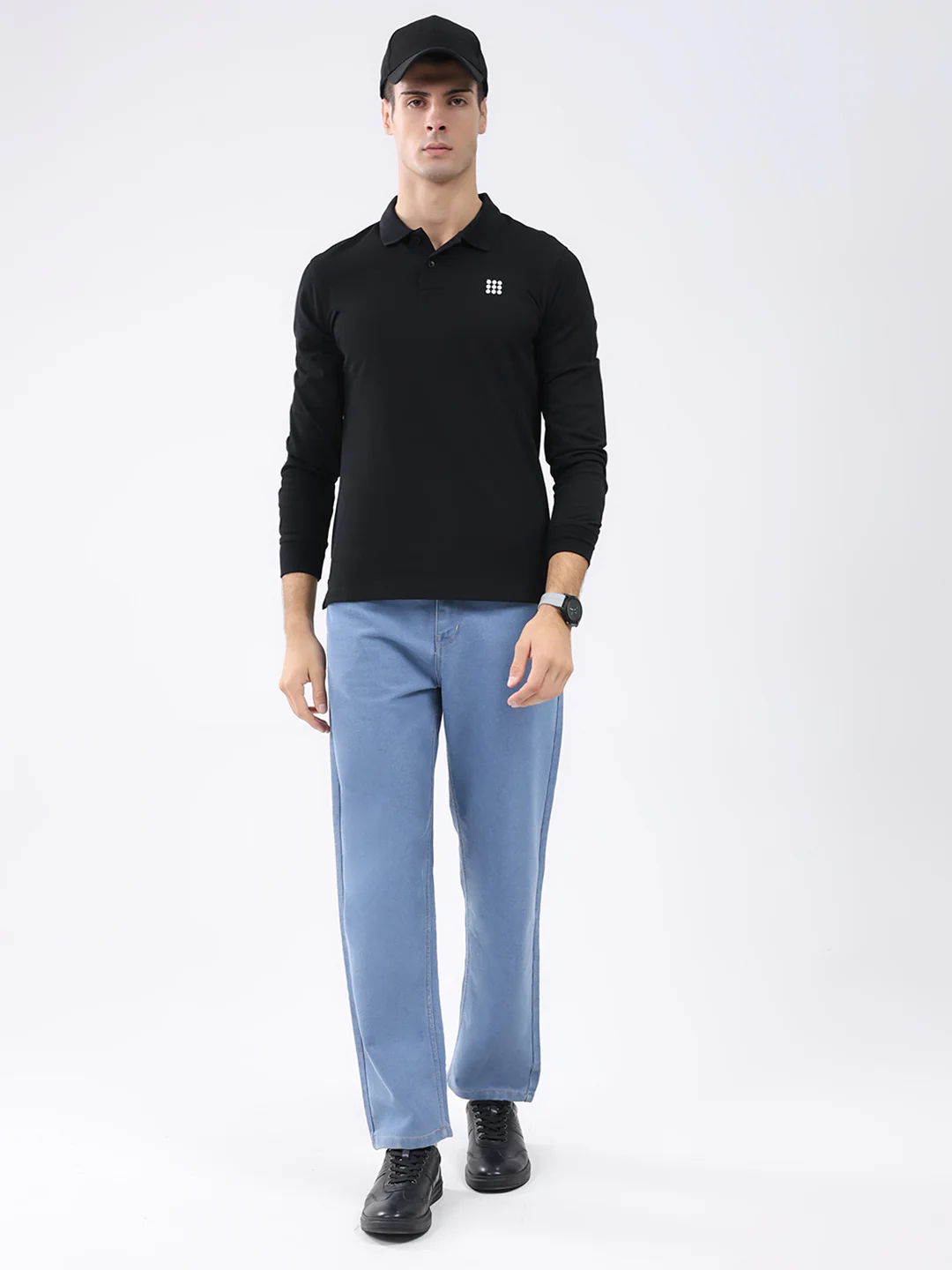 Rock.it Men Black Solid Collar Full Sleeve Winter T-Shirt - Image 2