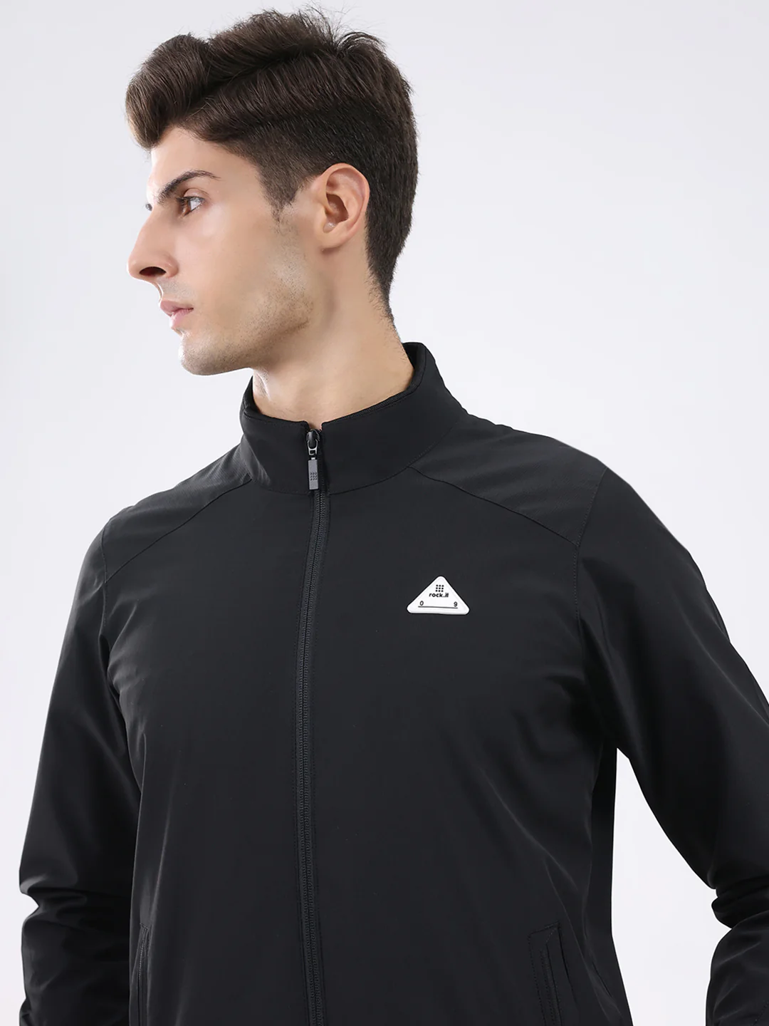 Rock.it Men Black Solid Mock Neck Full Sleeve Jacket - Image 6