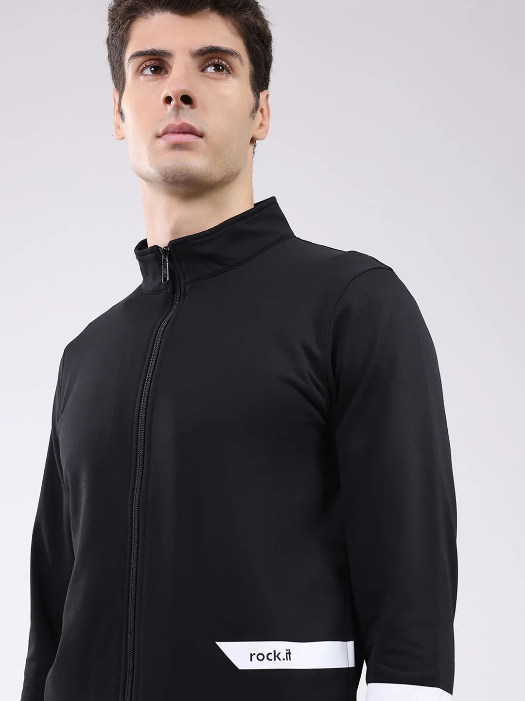 Rock.it Men Black Solid Mock Neck Full Sleeve Sweatshirt - Image 6