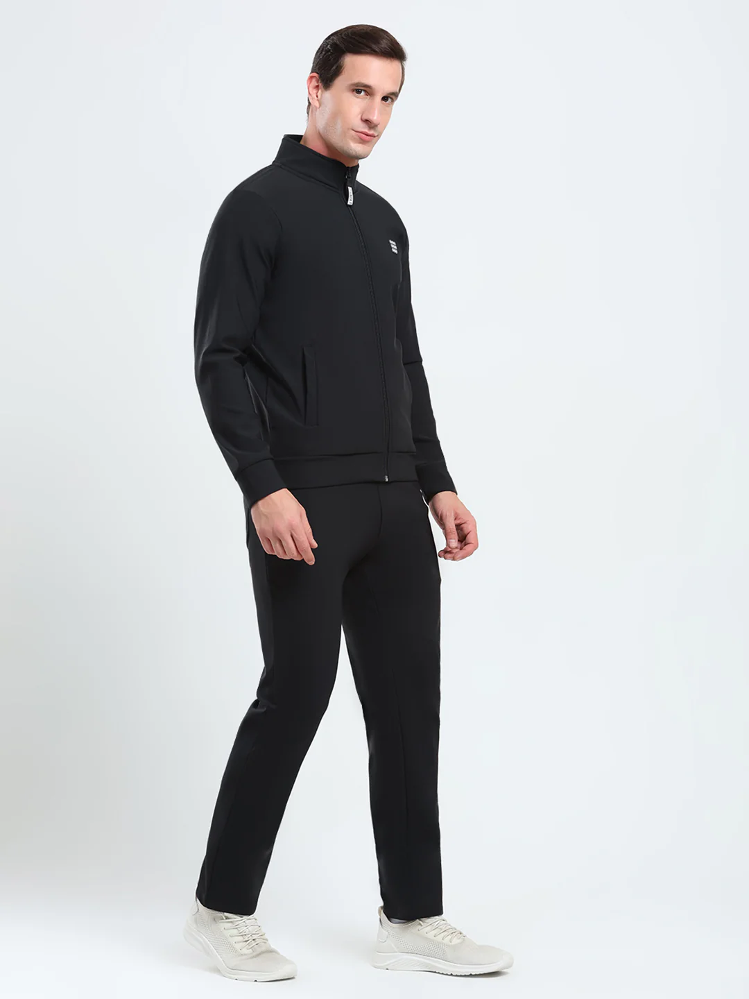 Rock.it Men Black Solid Mock Neck Full Sleeve Winter Tracksuit - Image 4