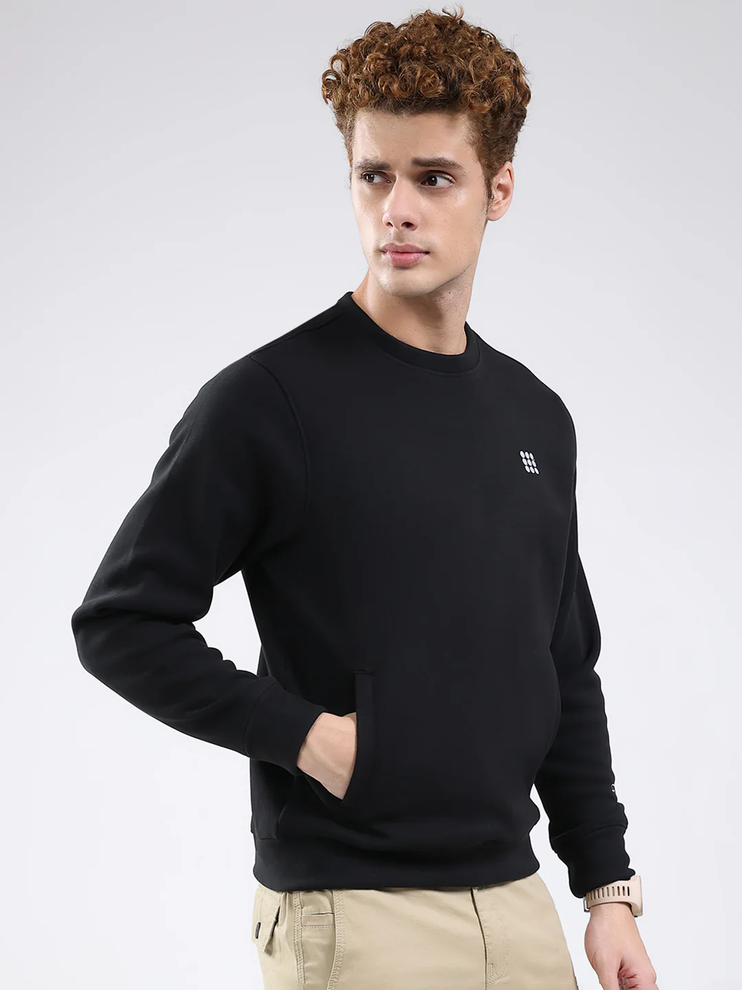 Rock.it Men Black Solid Round Neck Full Sleeve Sweatshirt - Image 4