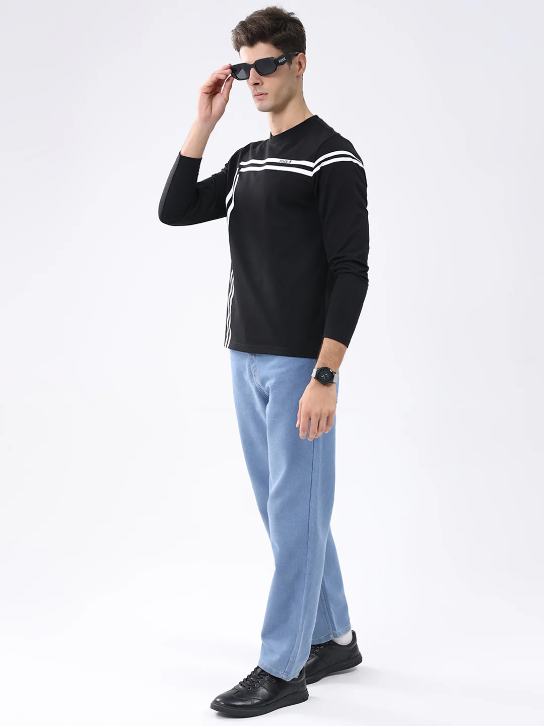 Rock.it Men Black Solid Round Neck Full Sleeve Winter T-Shirt - Image 2