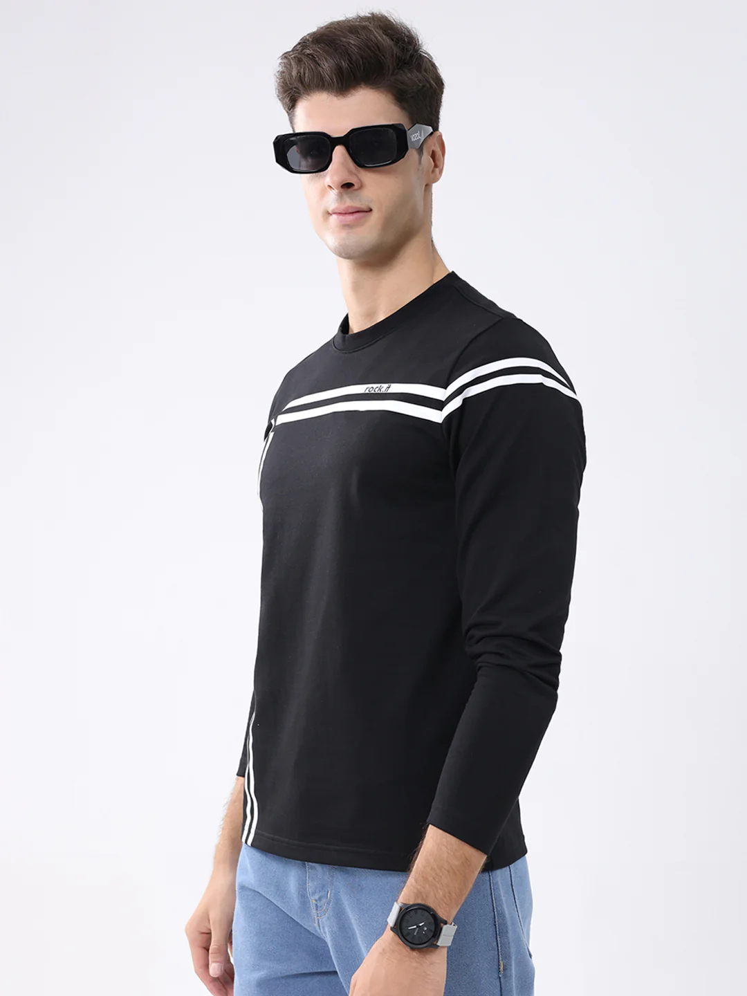 Rock.it Men Black Solid Round Neck Full Sleeve Winter T-Shirt - Image 6