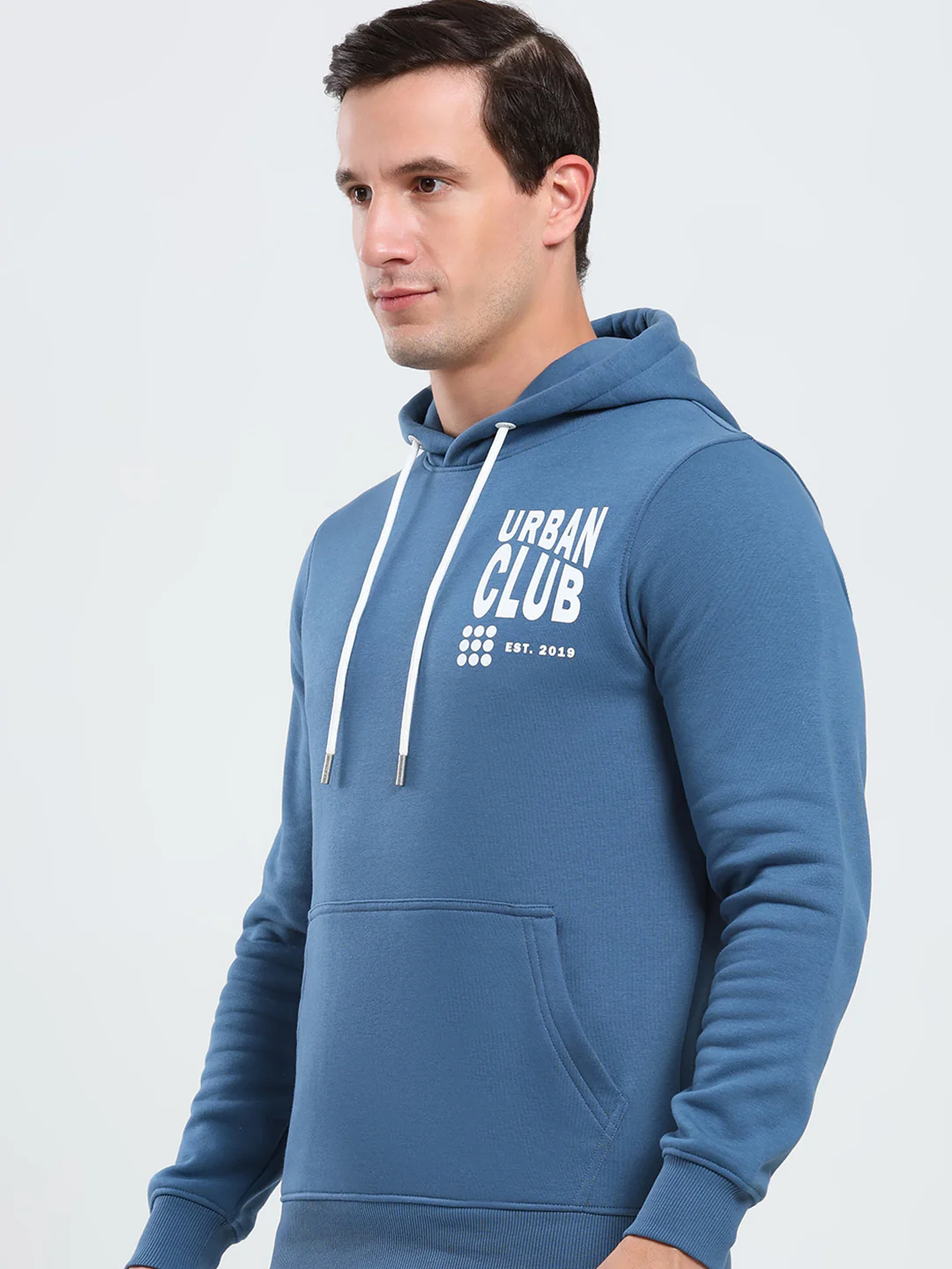 Rock.it Men Blue Printed Hooded Full Sleeve Sweatshirt - Image 7