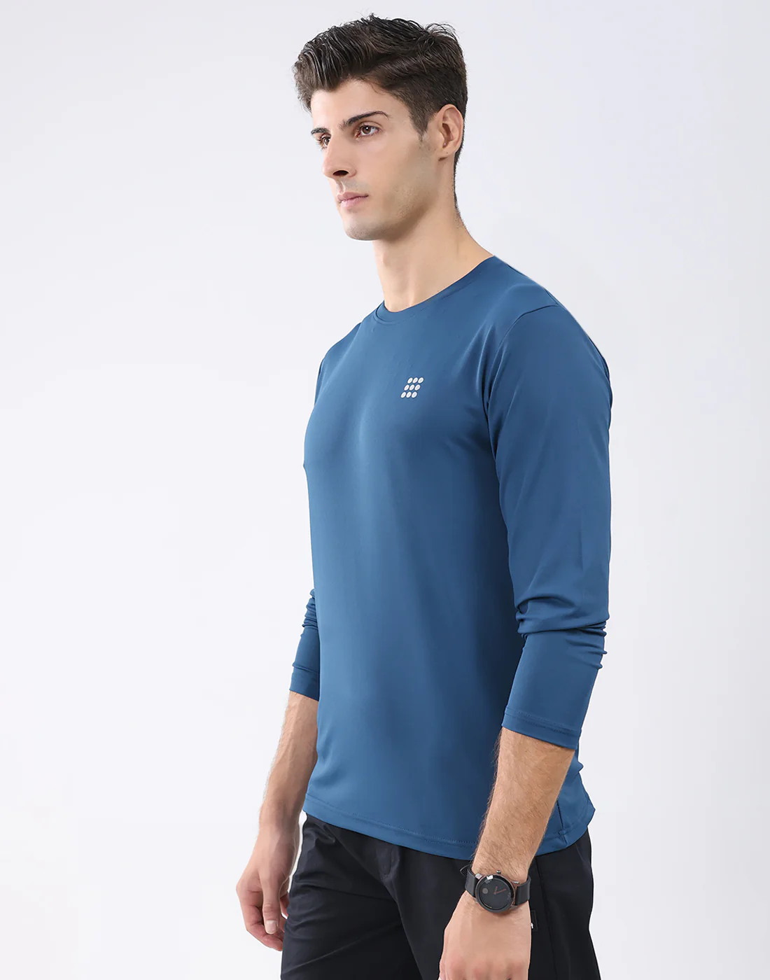 Rock.it Men Blue Solid Round Neck Full Sleeve T-Shirt - Image 2