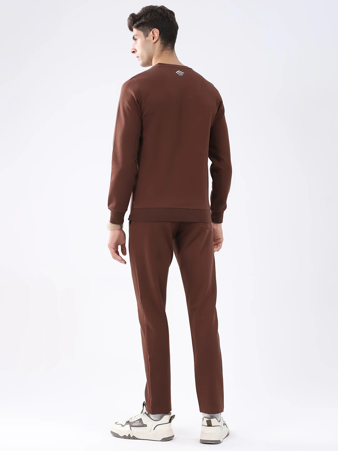 Rock.it Men Brown Solid Round Neck Full Sleeve Winter Tracksuit - Image 5