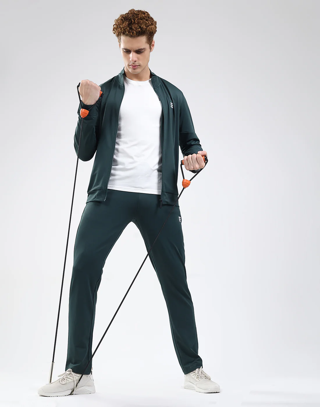 Rock.it Men Dark Green Solid Mock Neck Full Sleeve Winter Tracksuit - Image 2