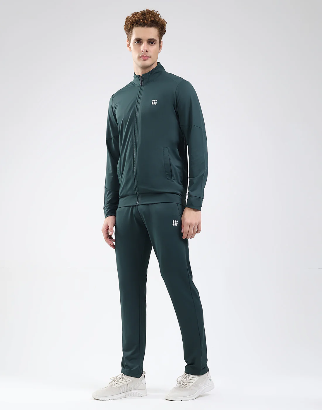 Rock.it Men Dark Green Solid Mock Neck Full Sleeve Winter Tracksuit - Image 3