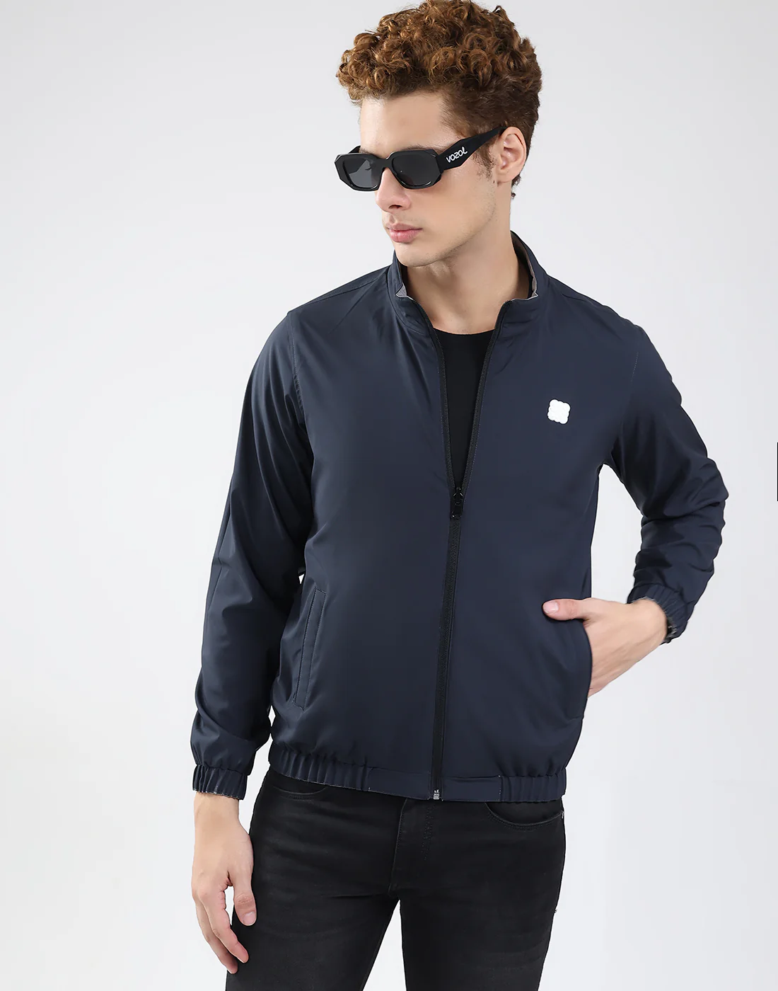 Rock.it Men Grey Solid Mock Neck Full Sleeve Jacket - Image 11
