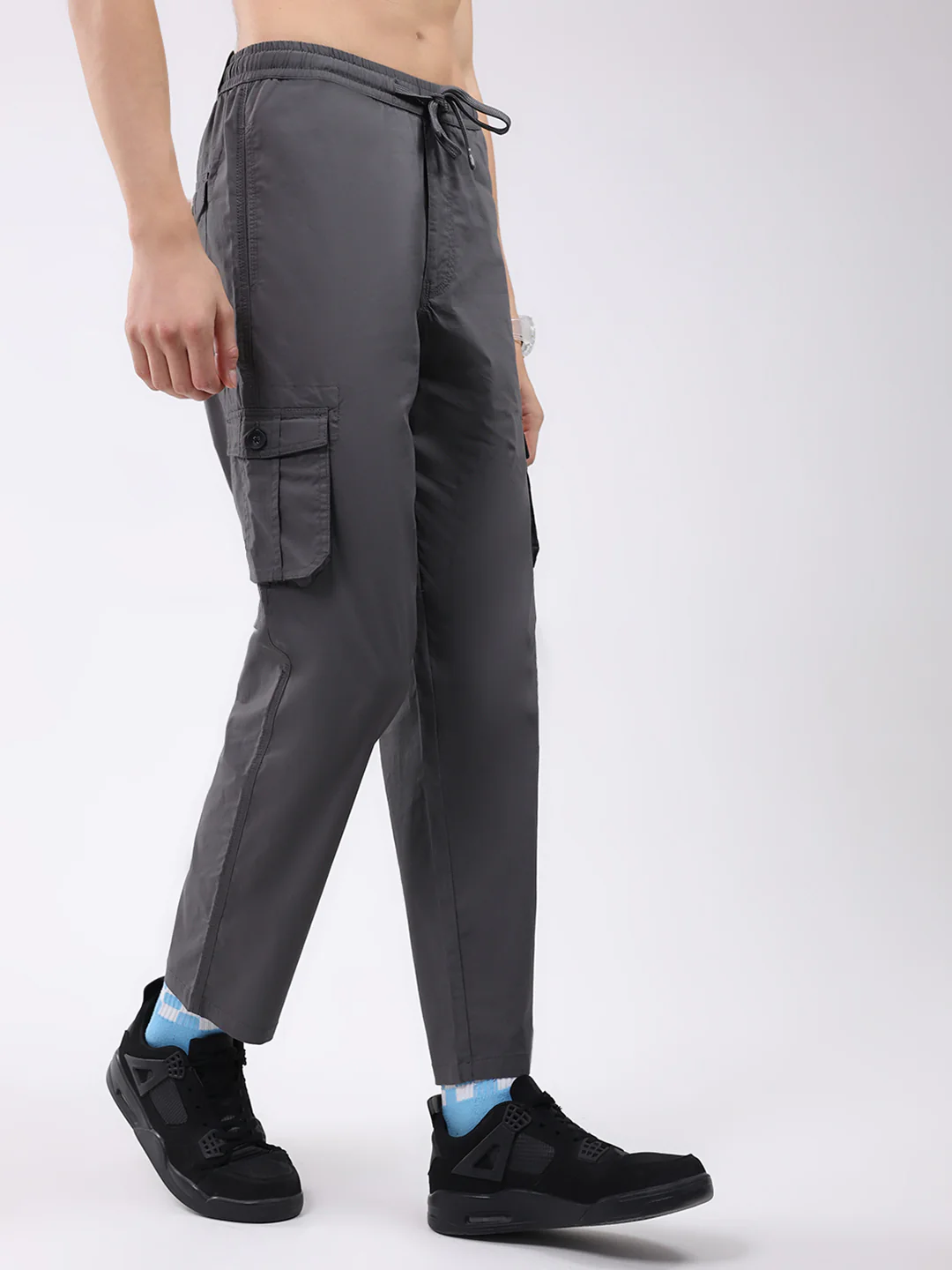Rock.it Men Grey Solid Regular Fit Cargo - Image 4